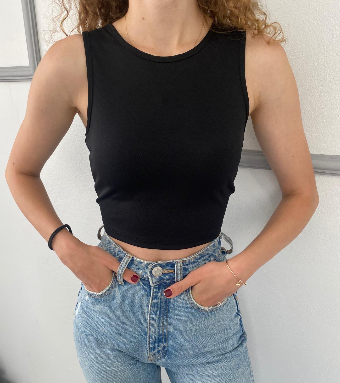 İp Detaylı Sırtı Açık Crop Turuncu