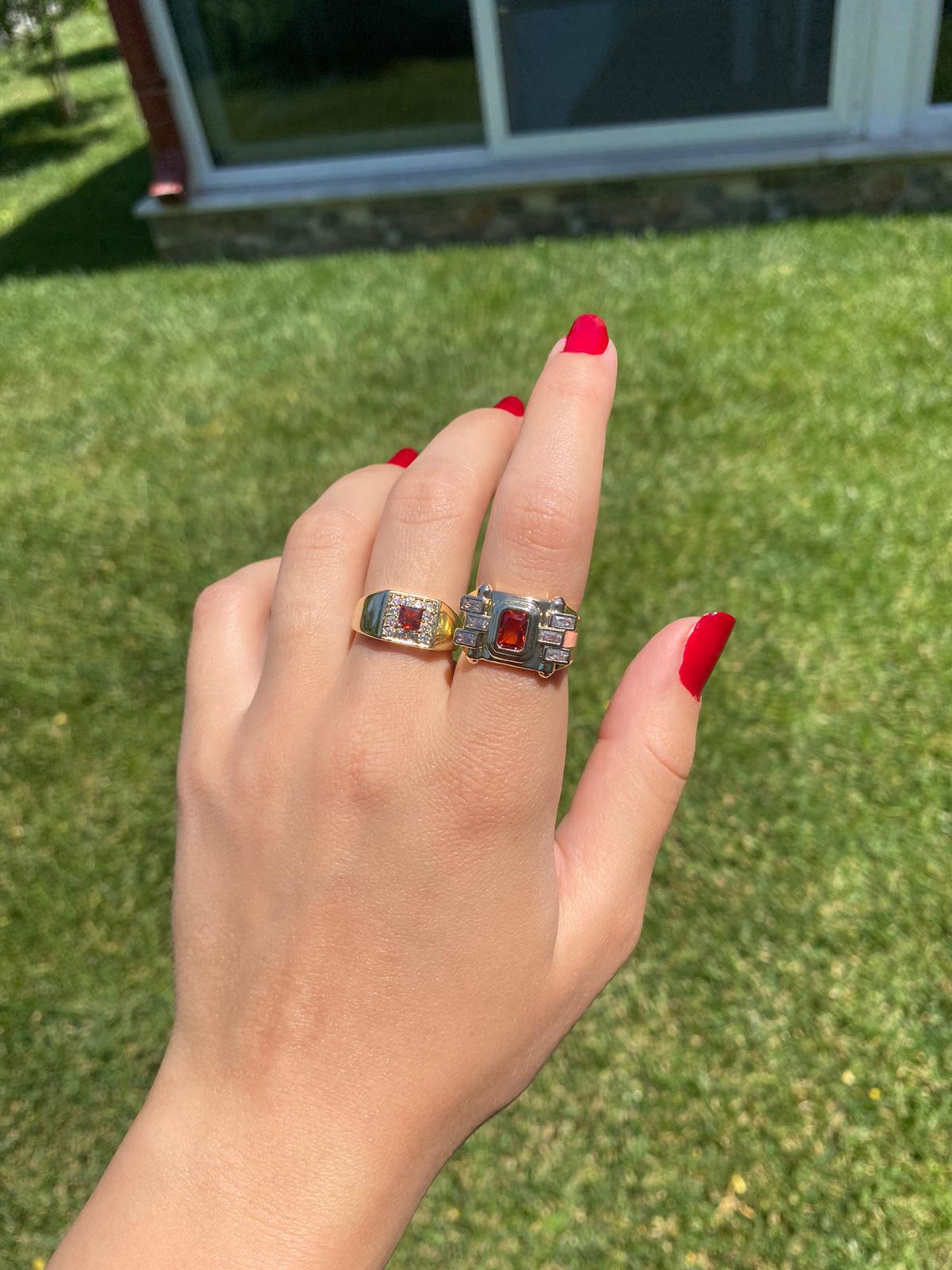 Kırmızı Taşlı Marka Model Gold Serenay Yüzük