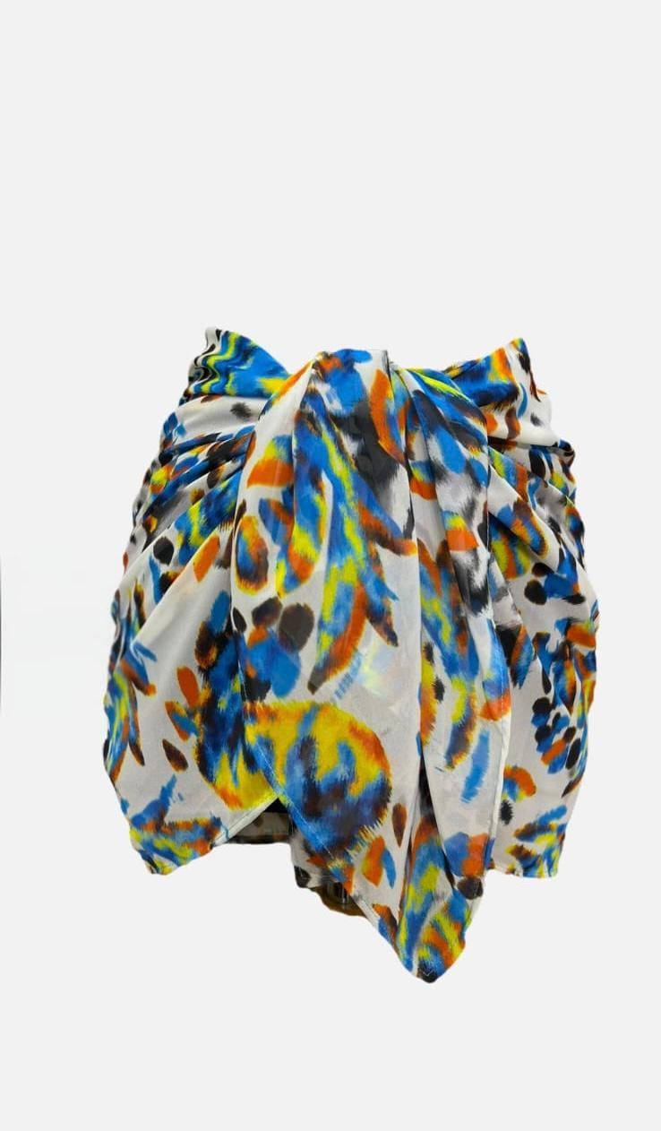 Maldives Belden Bağlamalı Desenli Şifon Pareo