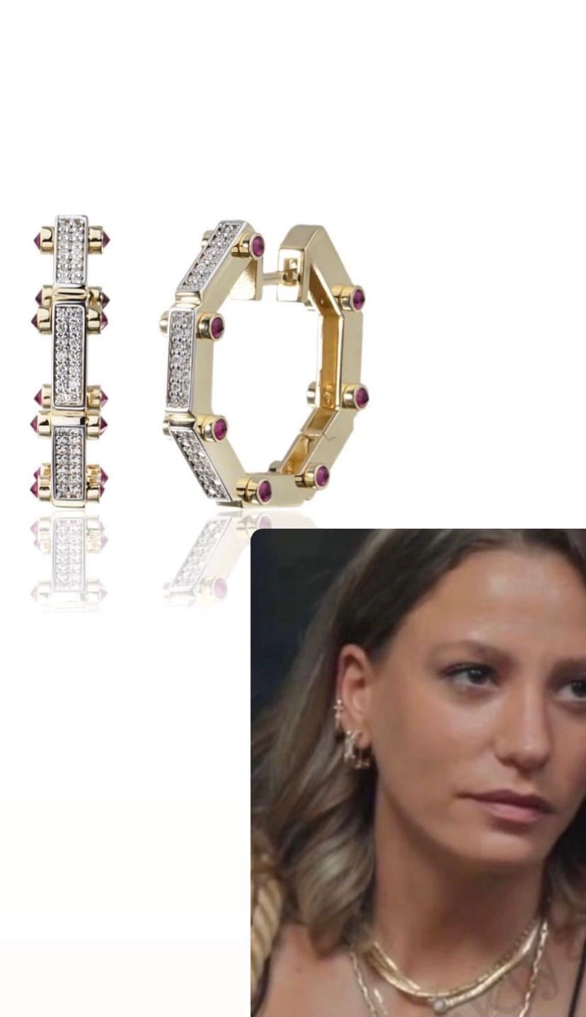 Tasarım Beşgen Serenay Renkli Taşlı Marka Model Carla Küpe