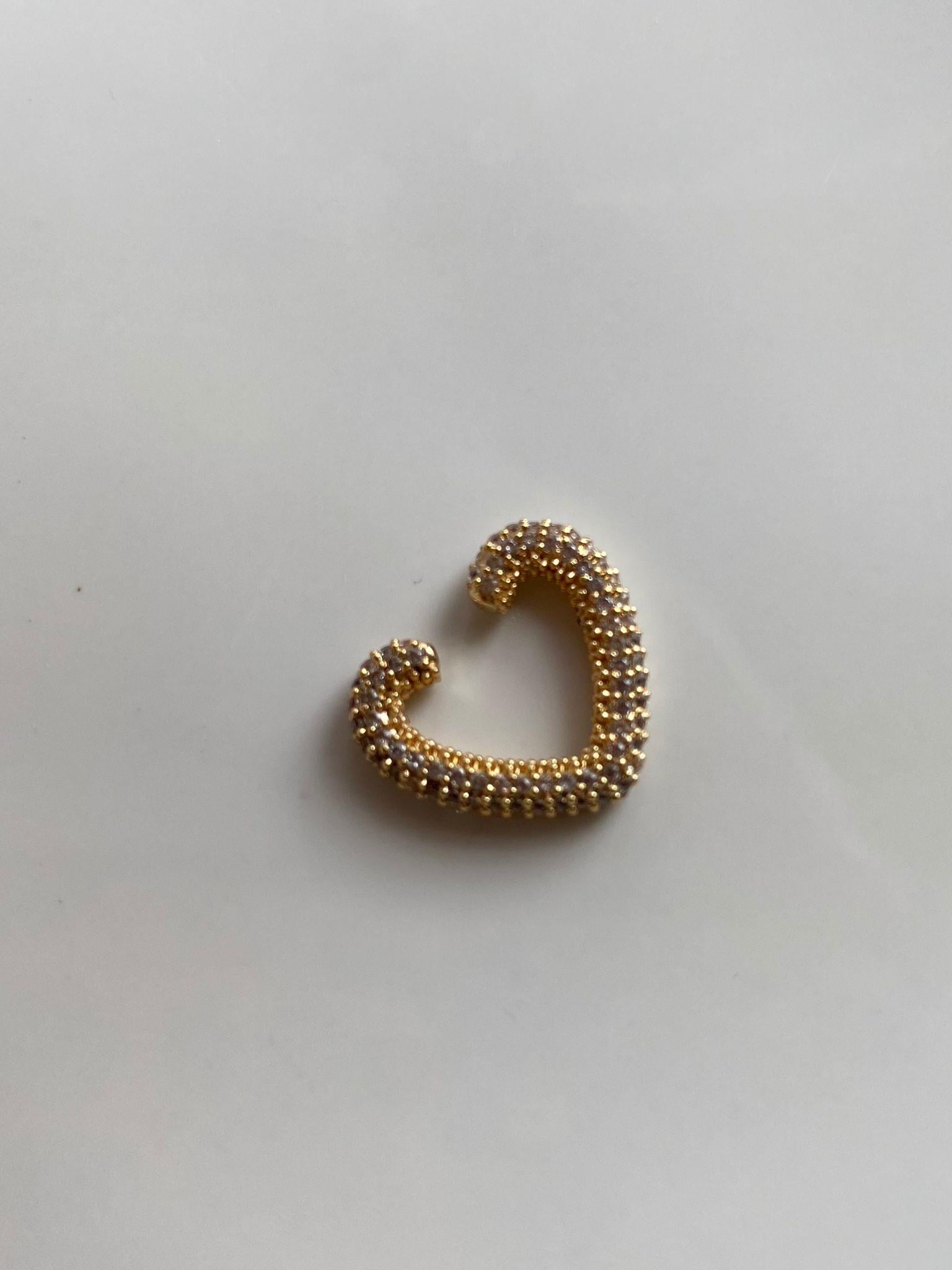Zirkon Taşlı Gold Vip Kalp Kıkırdak Küpe