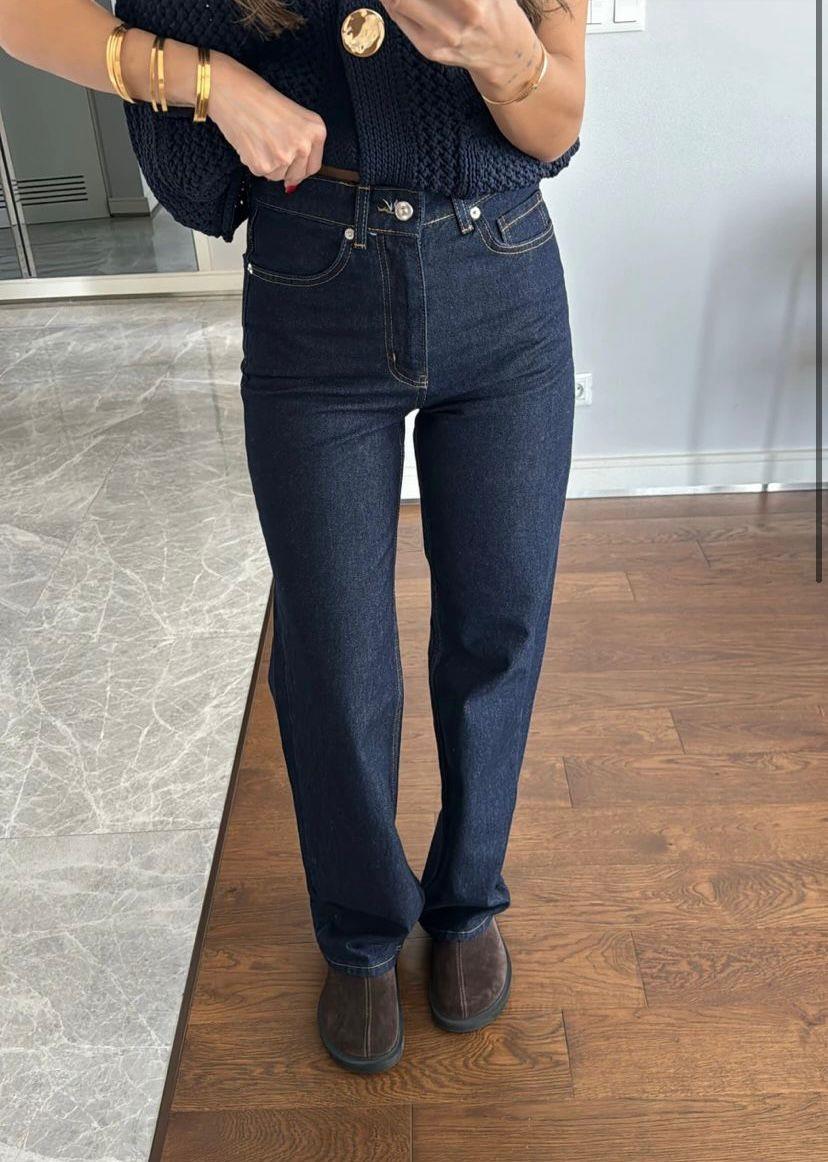 ZR Koyu Lacivert Yüksek Bel Straight Jean
