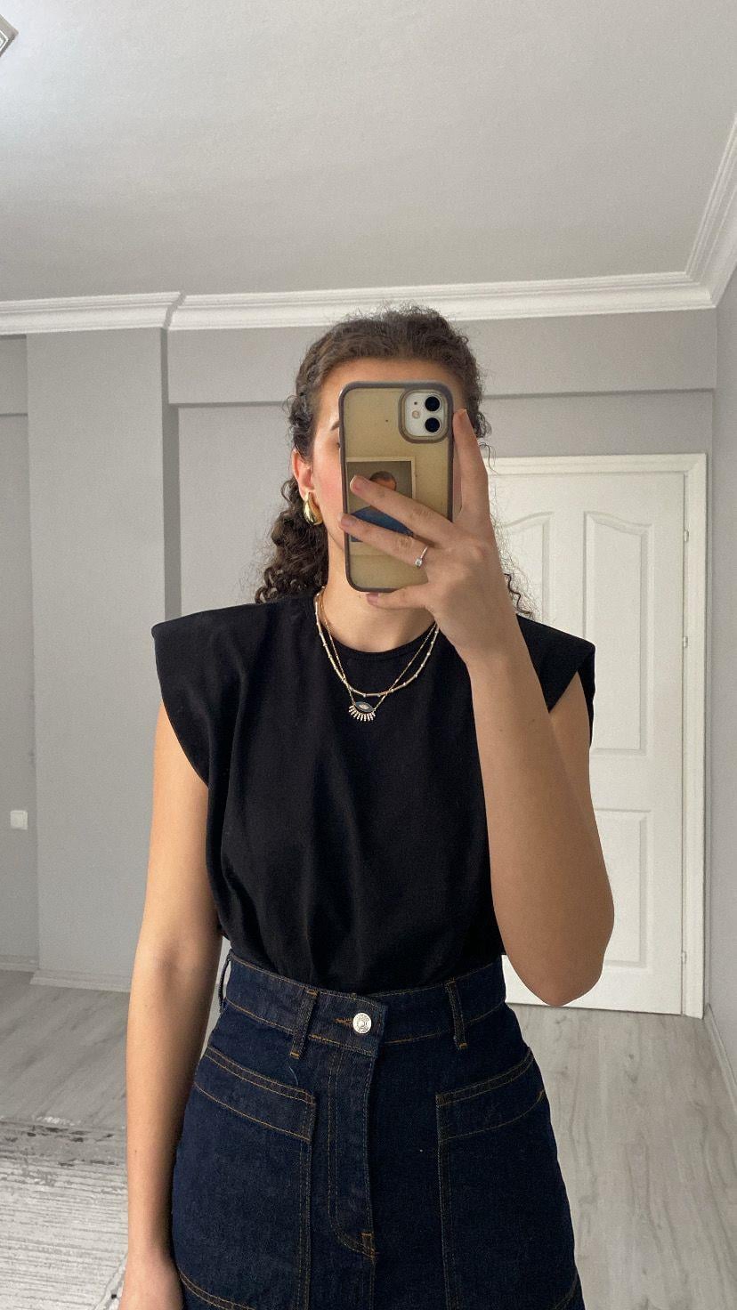 ZR Premium Kalite Vatkalı Bodysuit Siyah