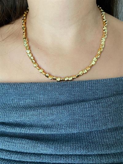 Altın Kaplama Gold Kare Ezme Kolye