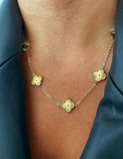 Marka Model Çelik Gold Yonca Kolye