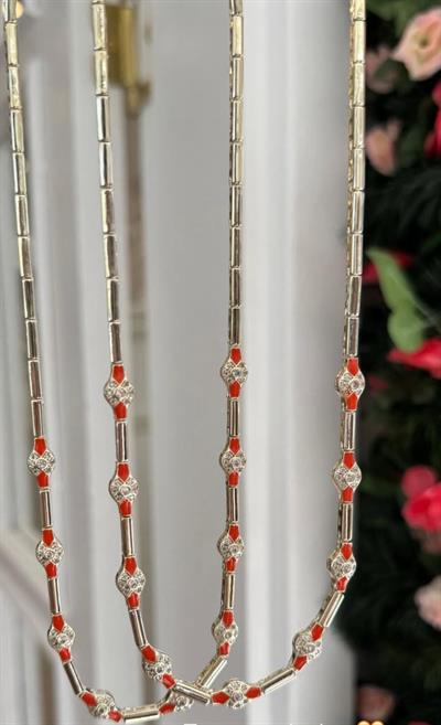 Tasarım Gold Turuncu Mineli Özel Seri Kolye