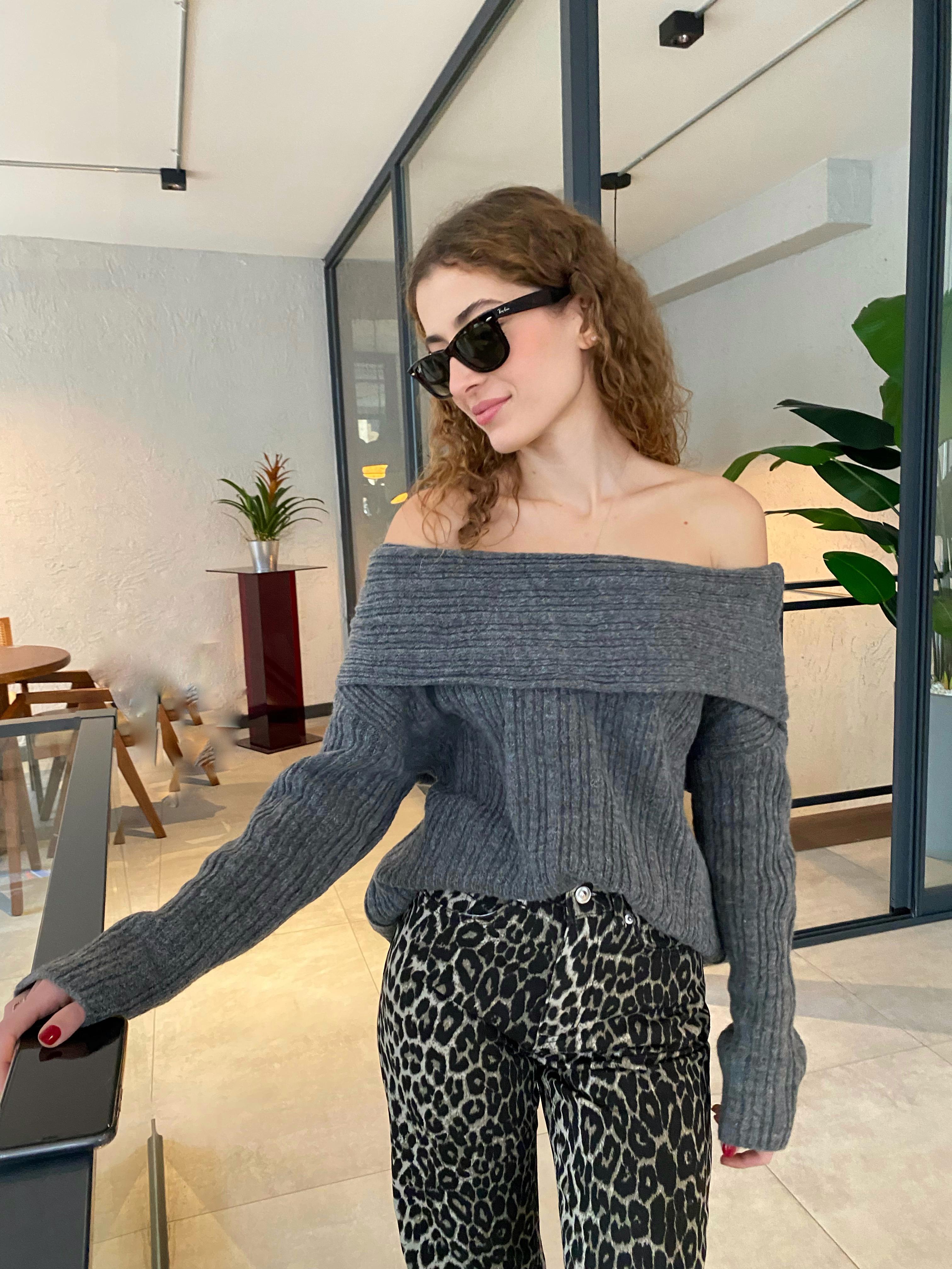 Antrasit Degaje Yaka Fitilli Yumos Dokulu Kazak