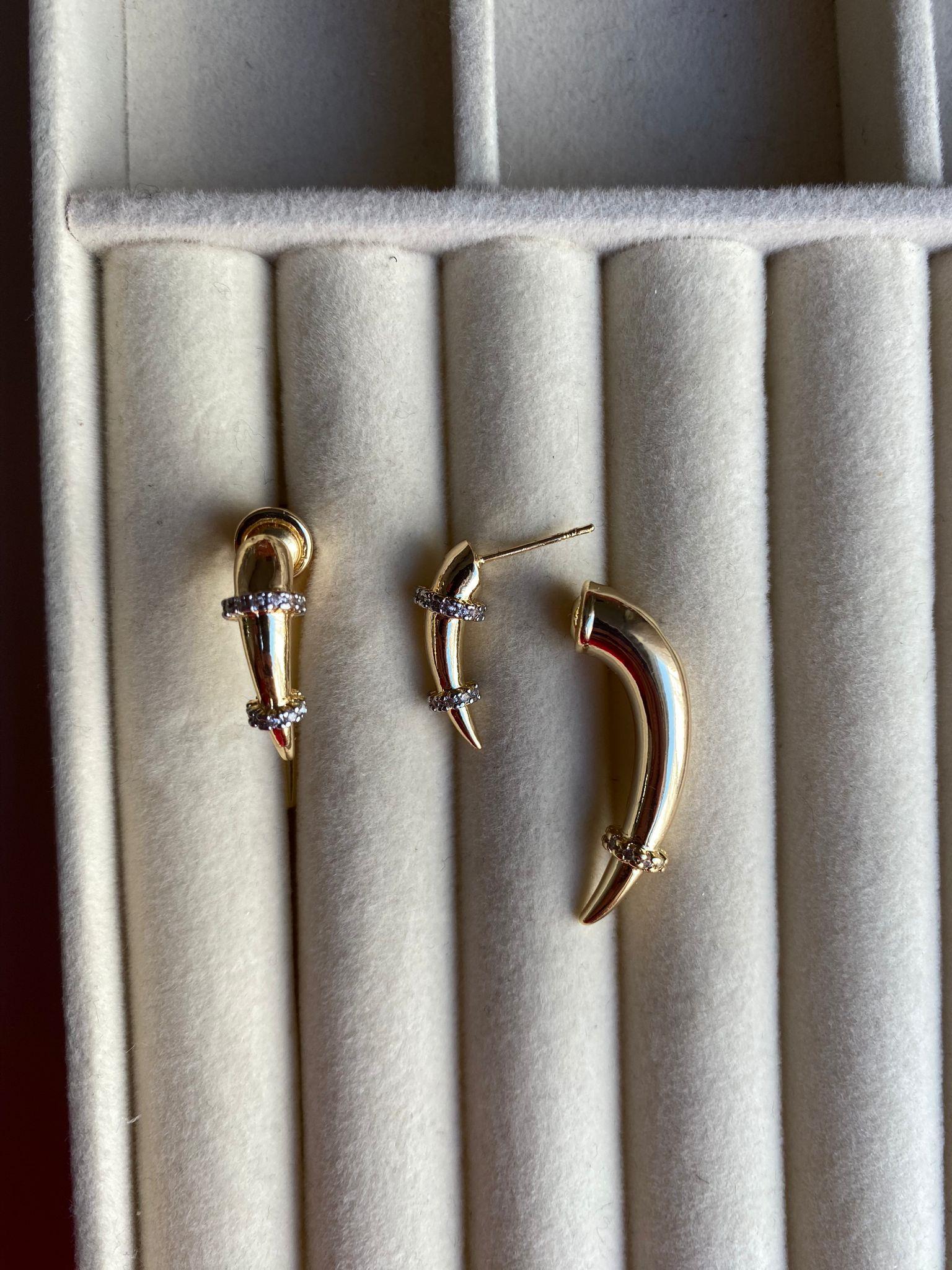 Çelik Gold Siya Küpe