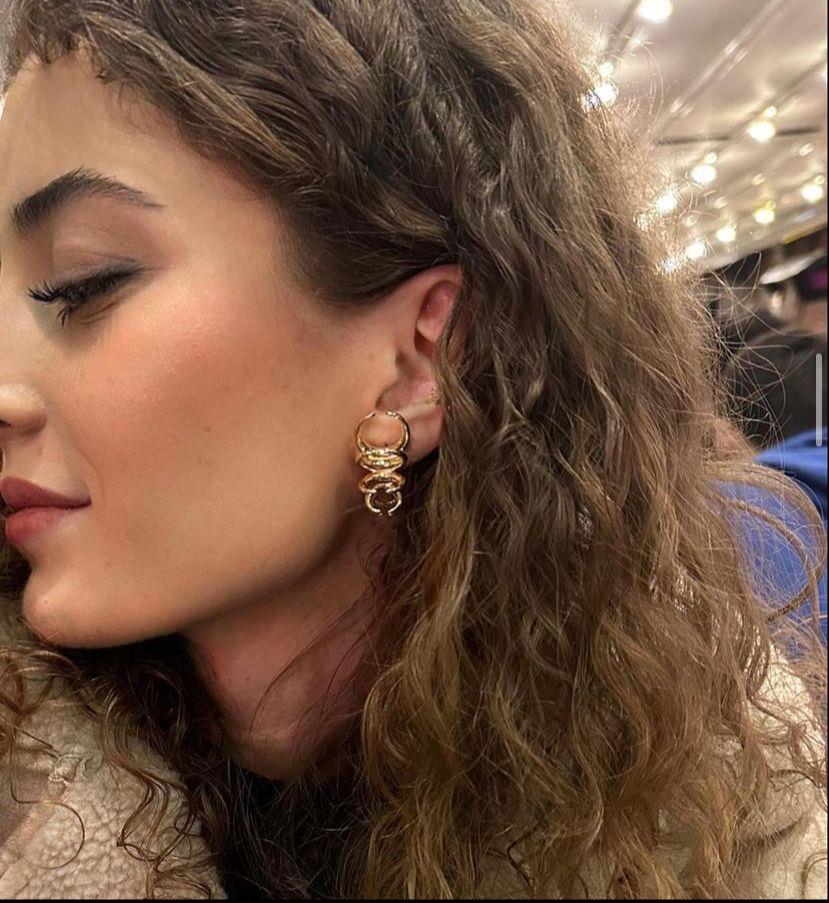 Drop Spiral Botte Gold Tasarım Küpe