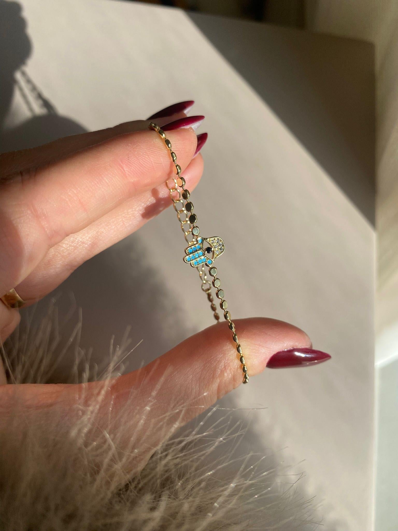 Gold Mavi Ana Çelik Bileklik