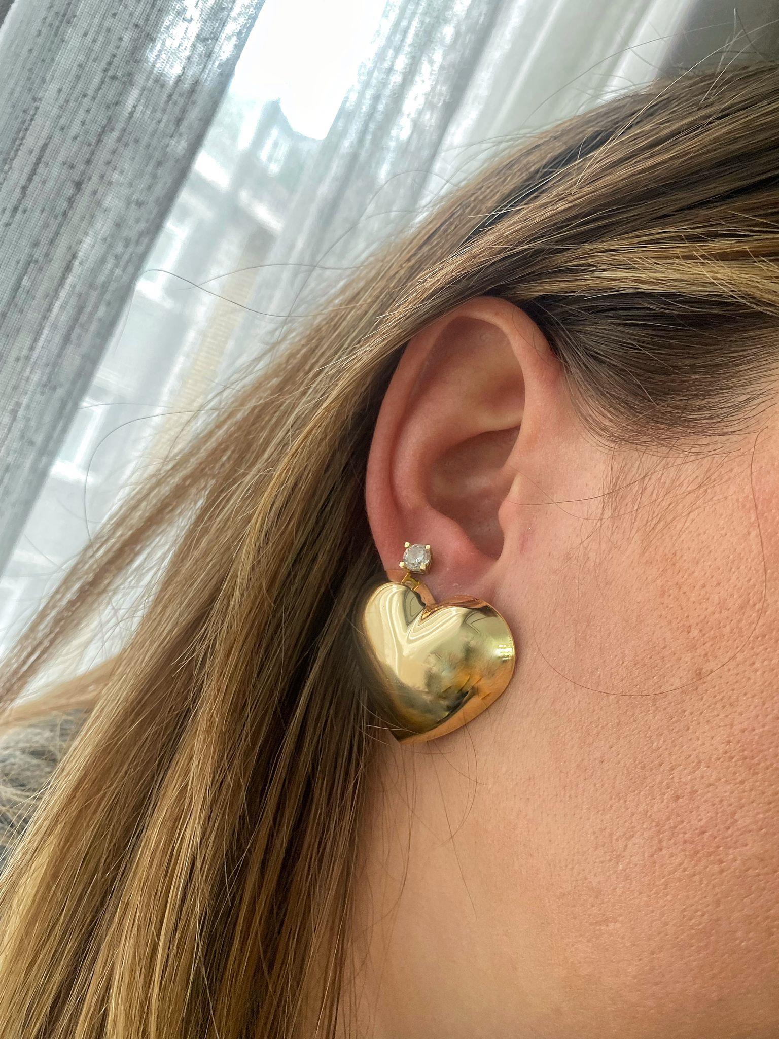 Gold Parlak Kalp Plaka Küpe