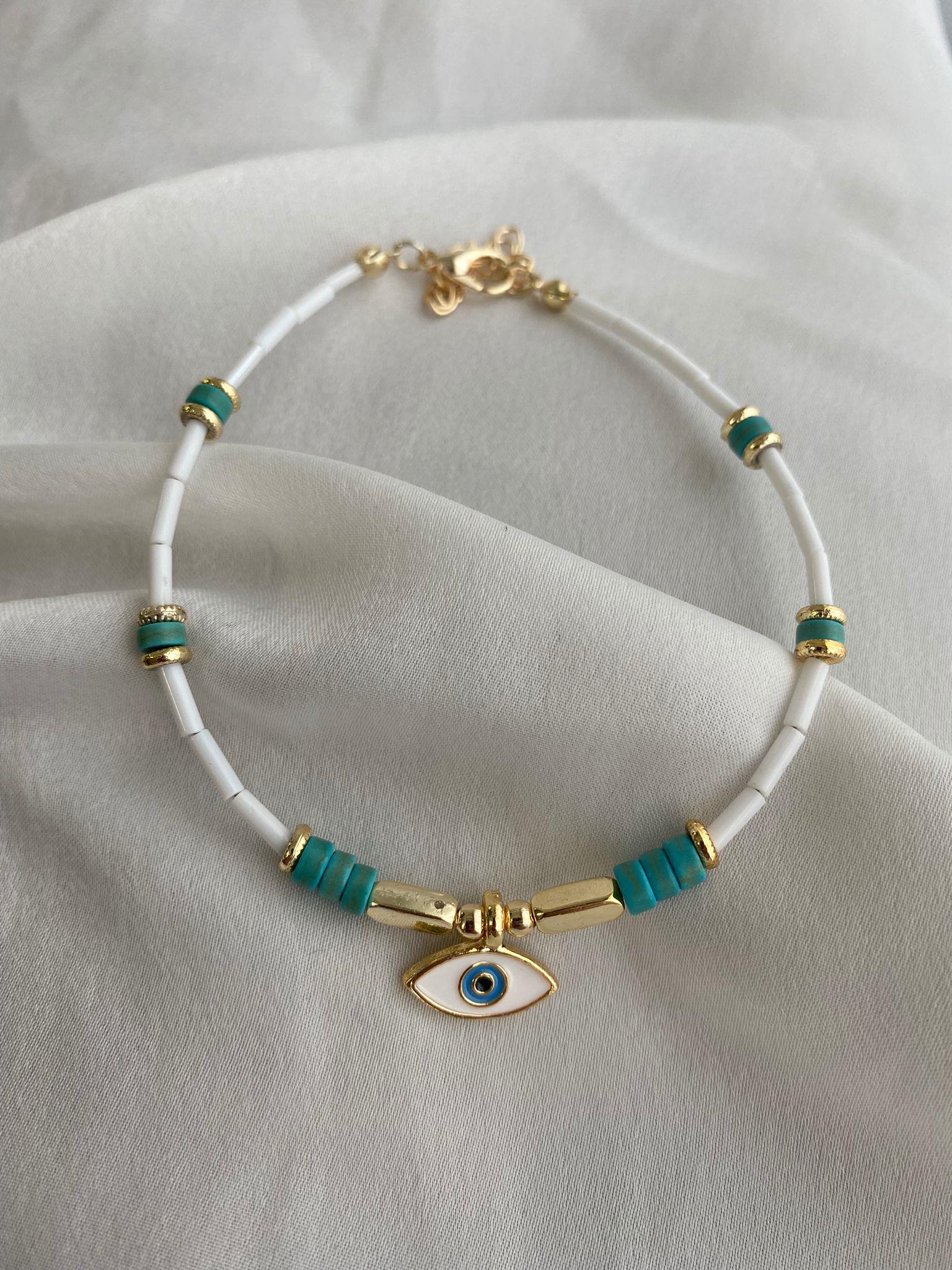 Göz Detay Mavi Beyaz Boncuk Halhal