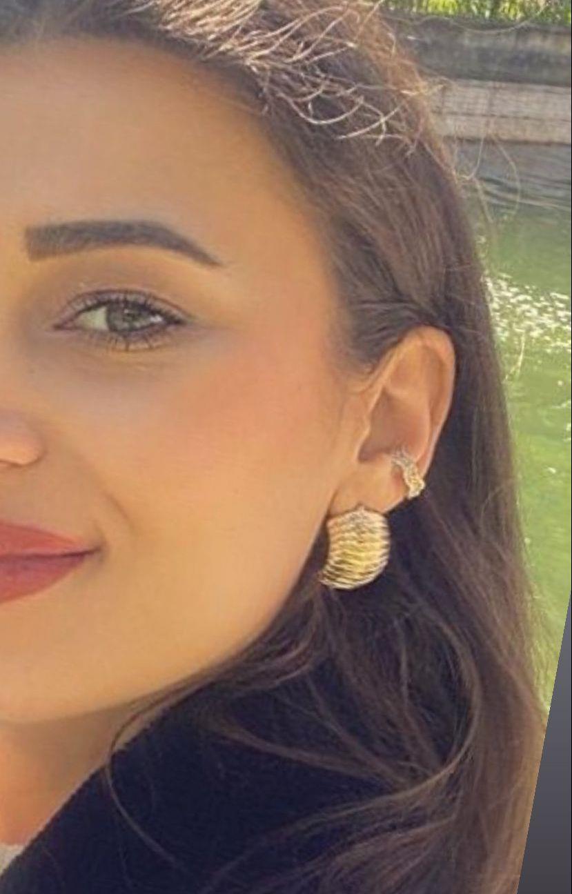 Hailey Çizgili Gold Vintage Küpe