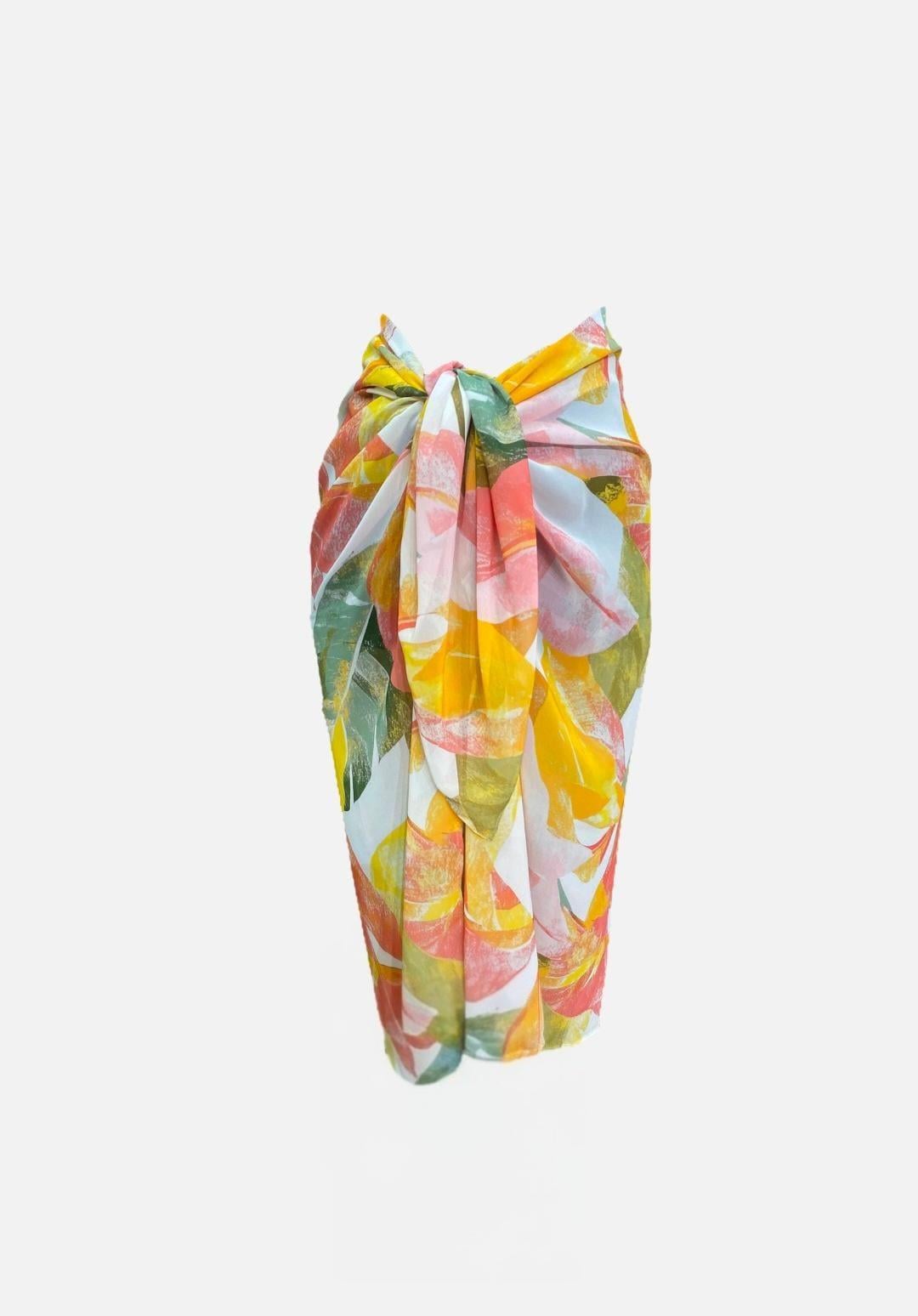 Hawaii Belden Bağlamalı Desenli Şifon Pareo