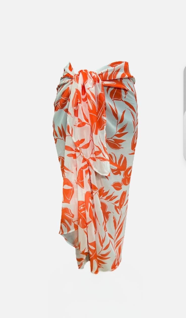 Helena Belden Bağlamalı Desenli Şifon Pareo