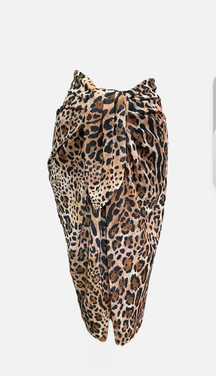 Kleopatra Belden Bağlamalı Desenli Şifon Pareo