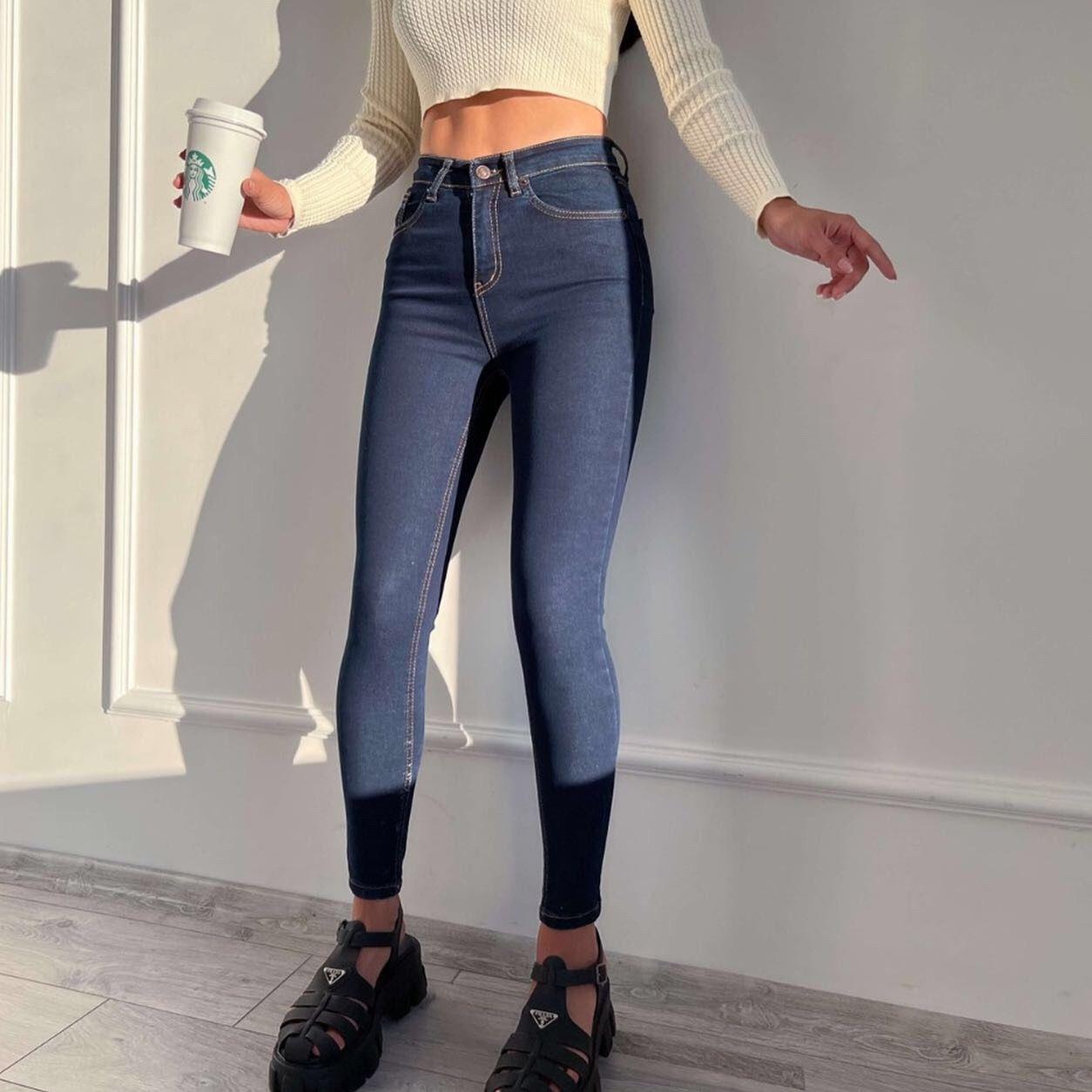 Koyu Lacivert Yüksek Bel Skinny Jean