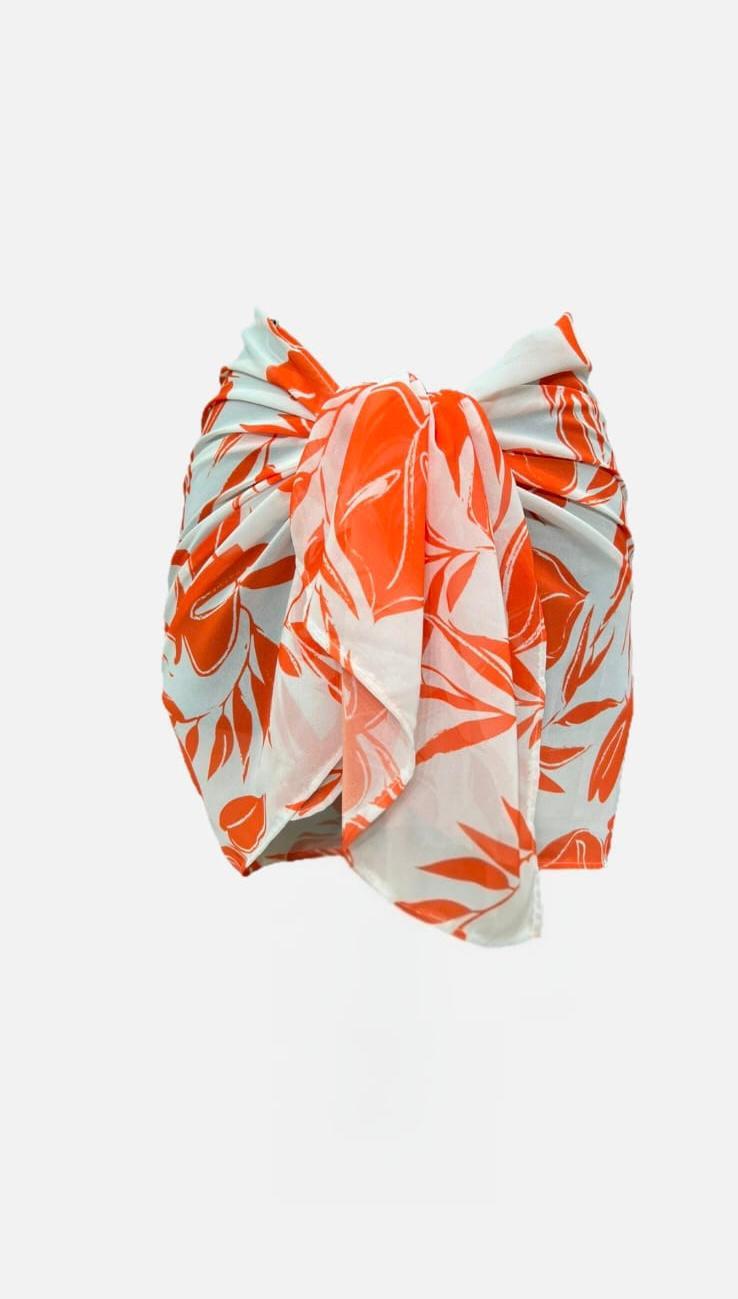 Mopelia Belden Bağlamalı Desenli Şifon Pareo