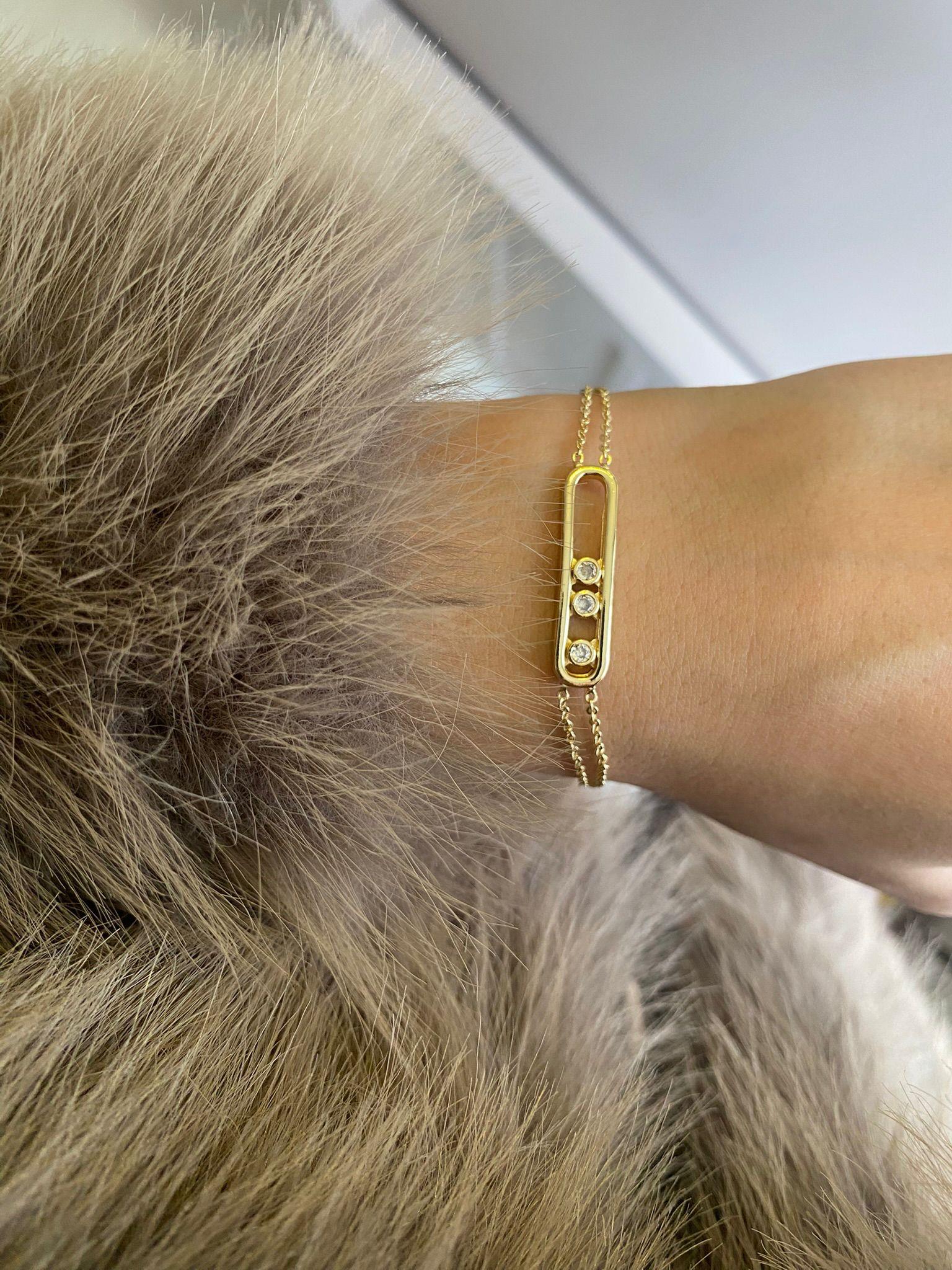 MS Taşlı 2 Sıra Gold Çelik Bileklik