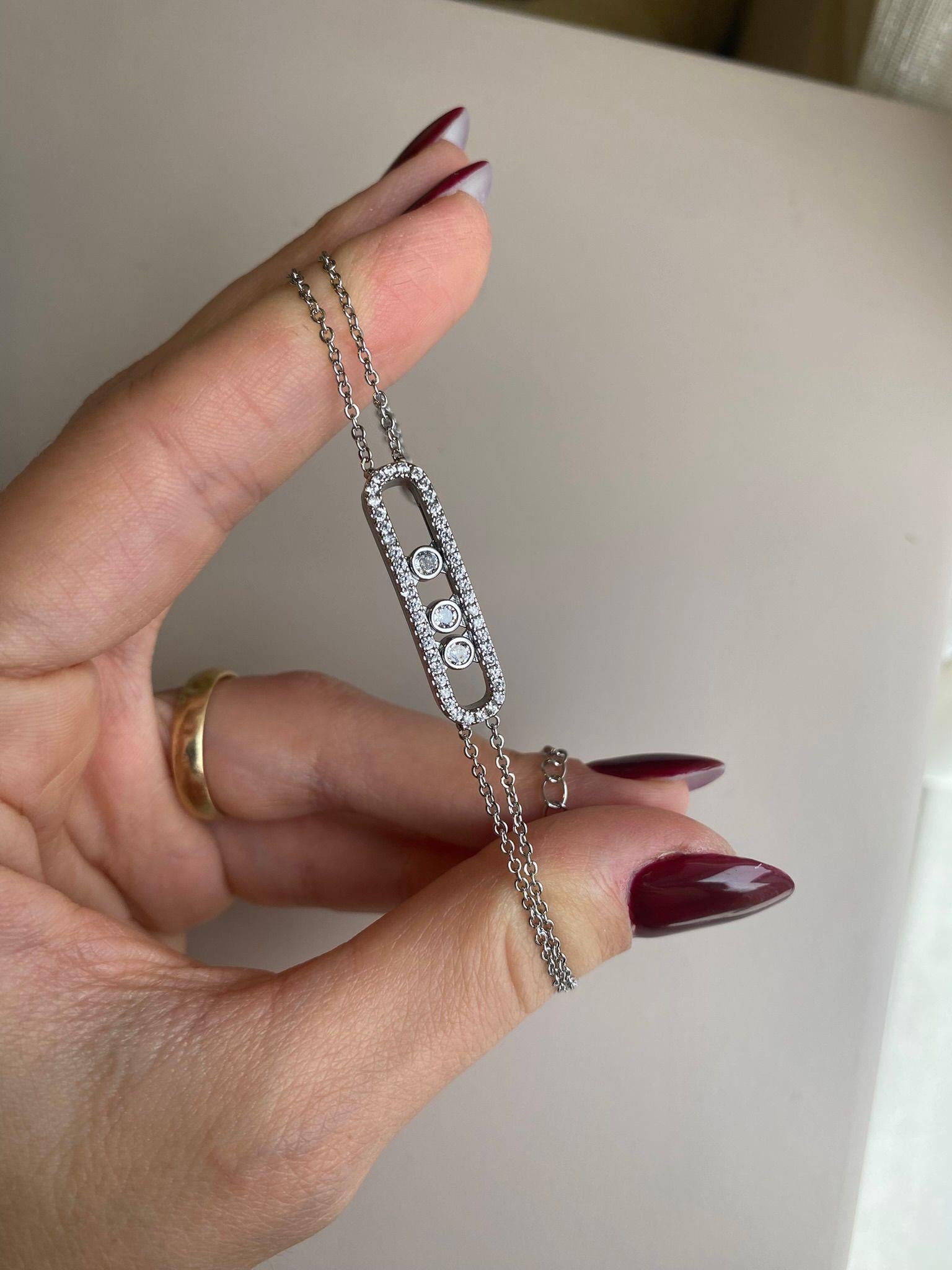 MS Taşlı 2 Sıra Gümüş Çelik Bileklik