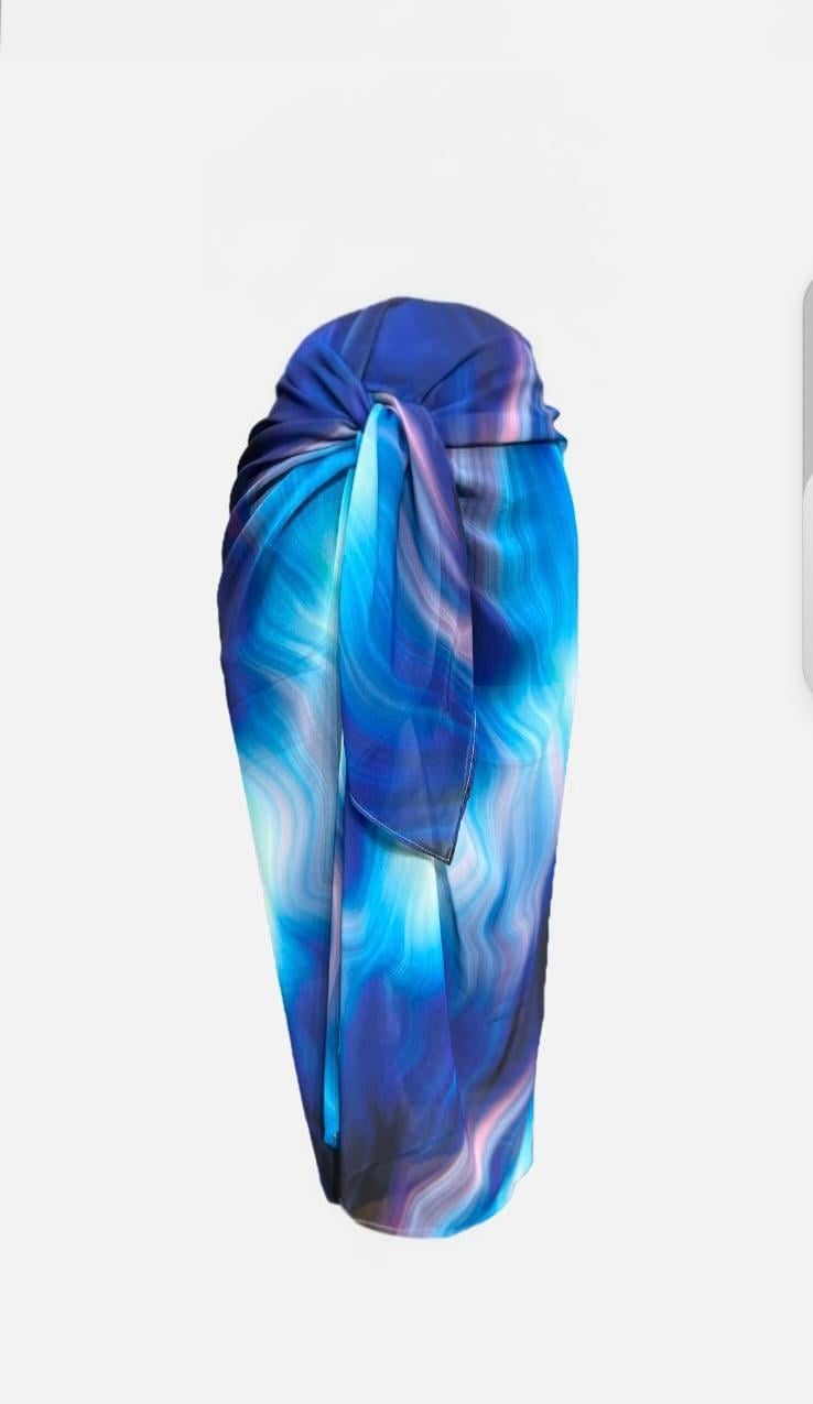 Olymposs Belden Bağlamalı Desenli Şifon Pareo