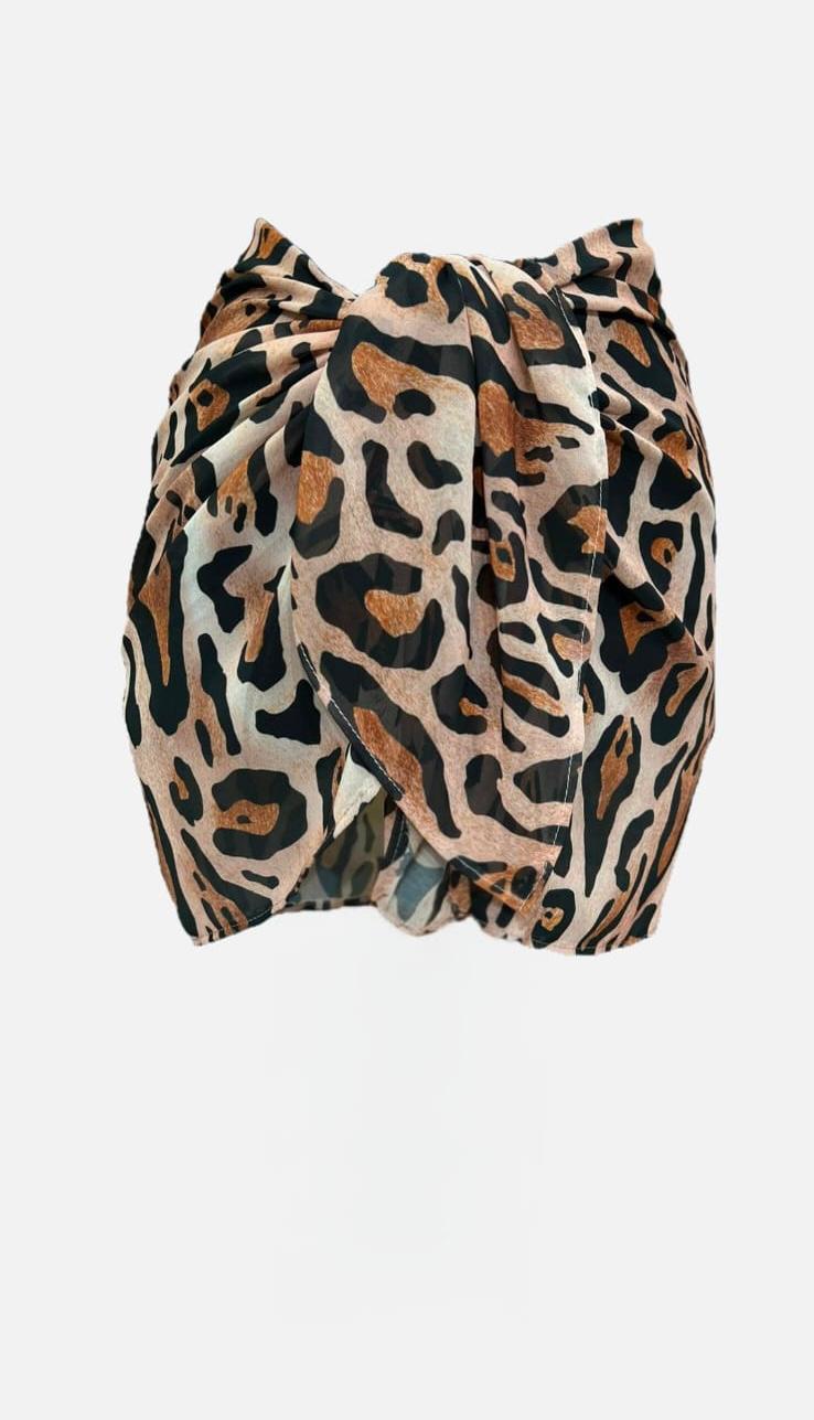 Patara Belden Bağlamalı Desenli Şifon Pareo