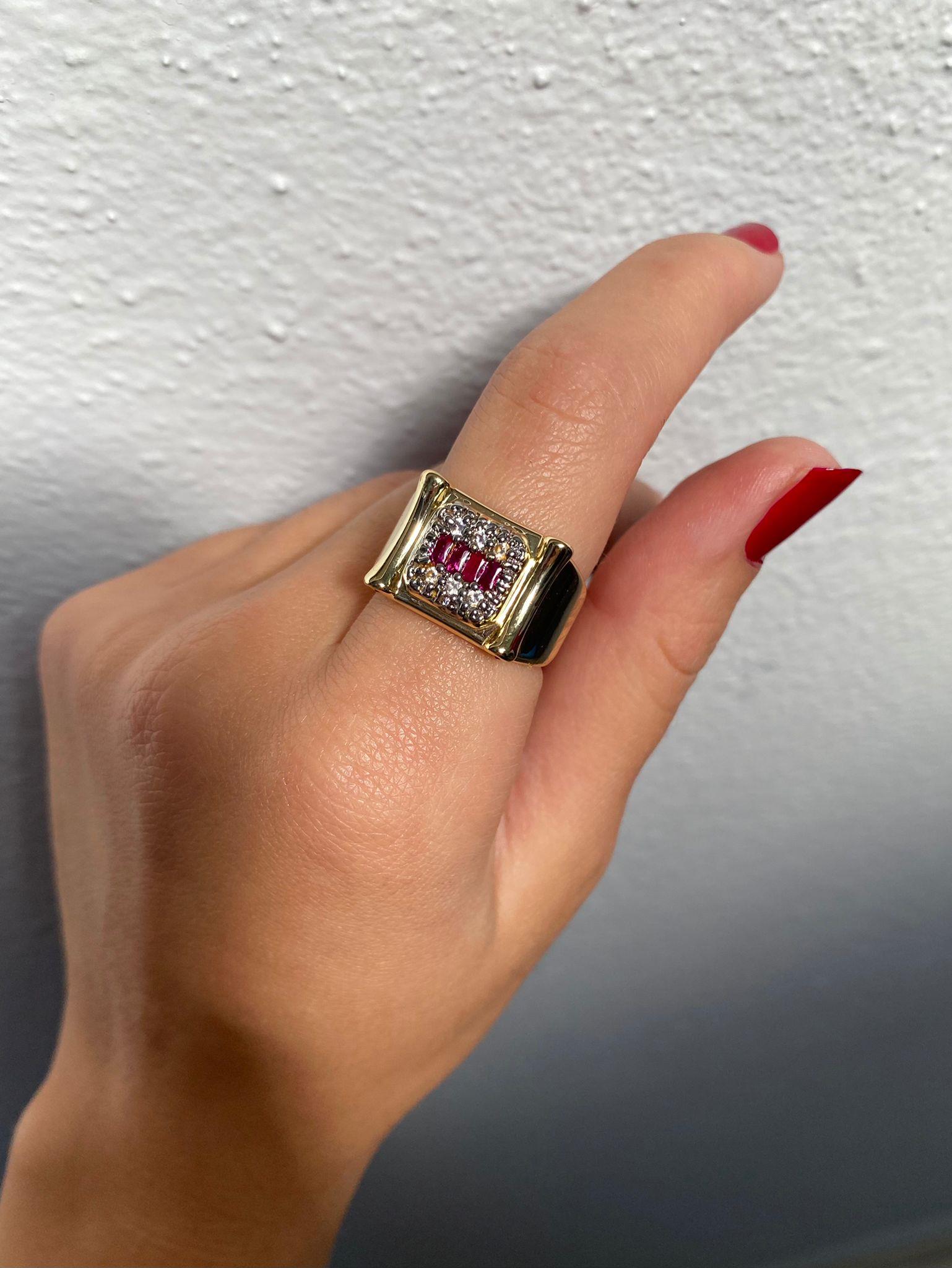 Pembe Taş Detaylı Kare Tasarım Ayarlanabilir Yüzük