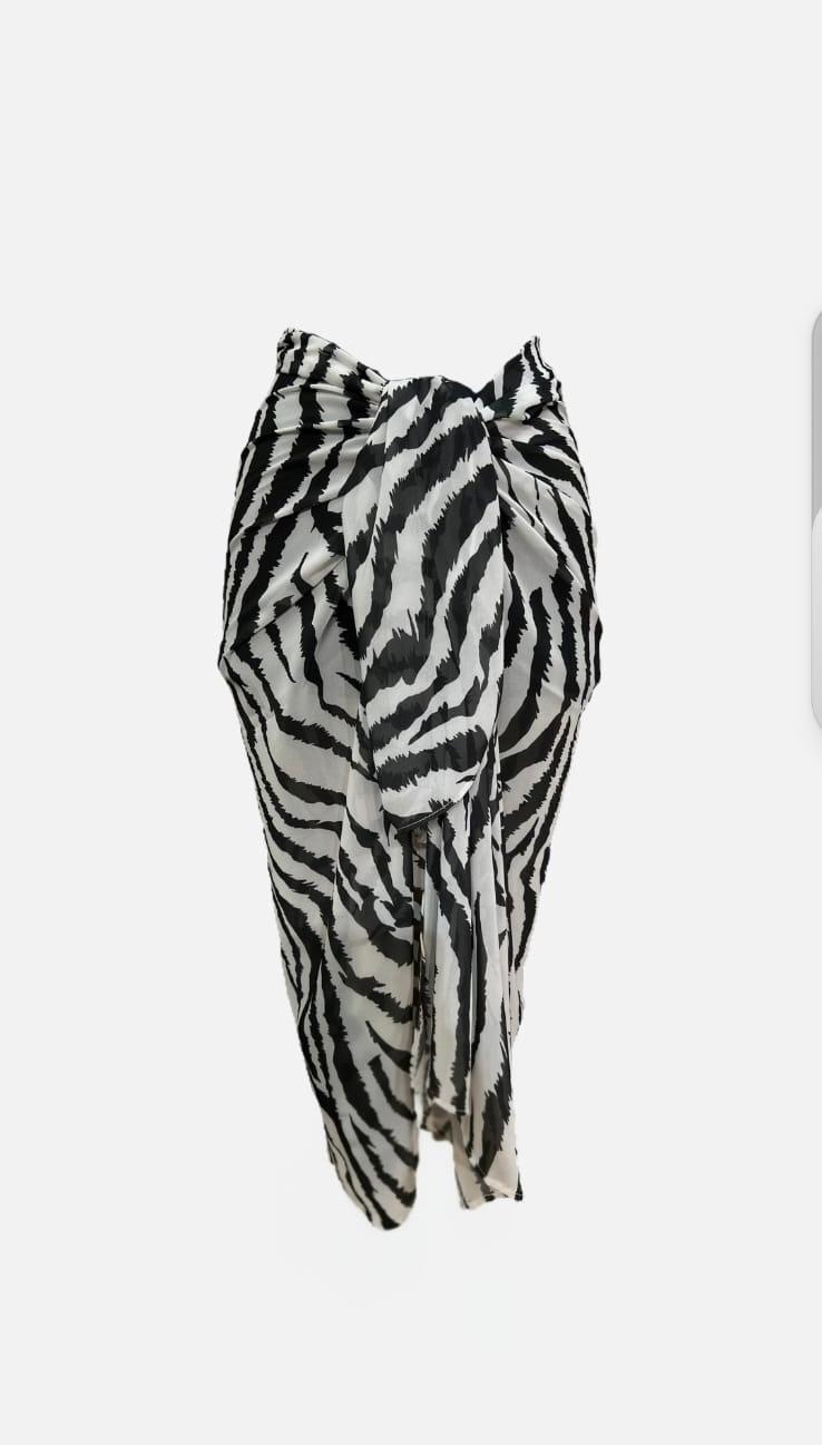 Playa Belden Bağlamalı Desenli Şifon Pareo