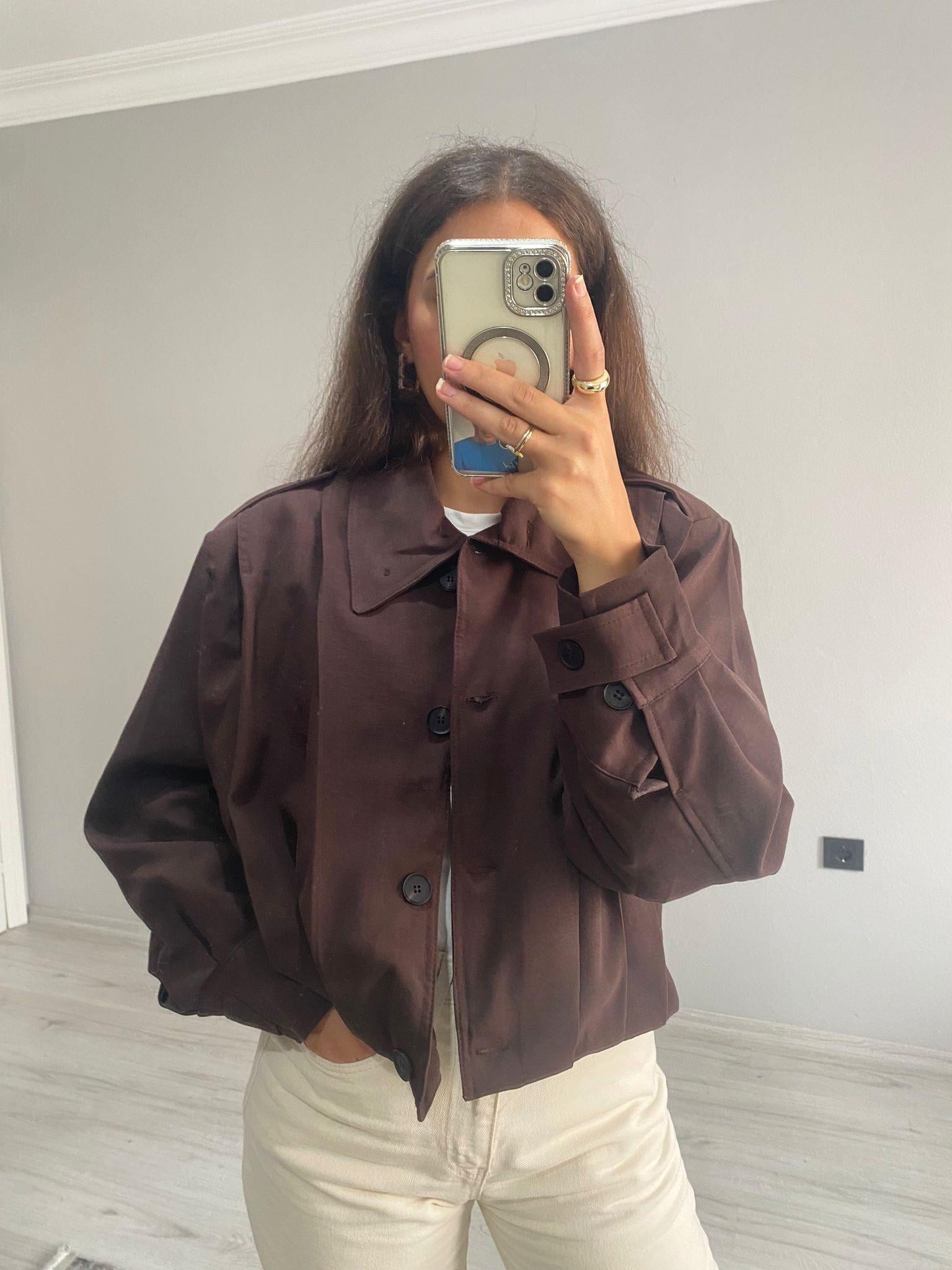 Premium Kalite Vatkalı Tensel Bomber Ceket - Acı Kahve