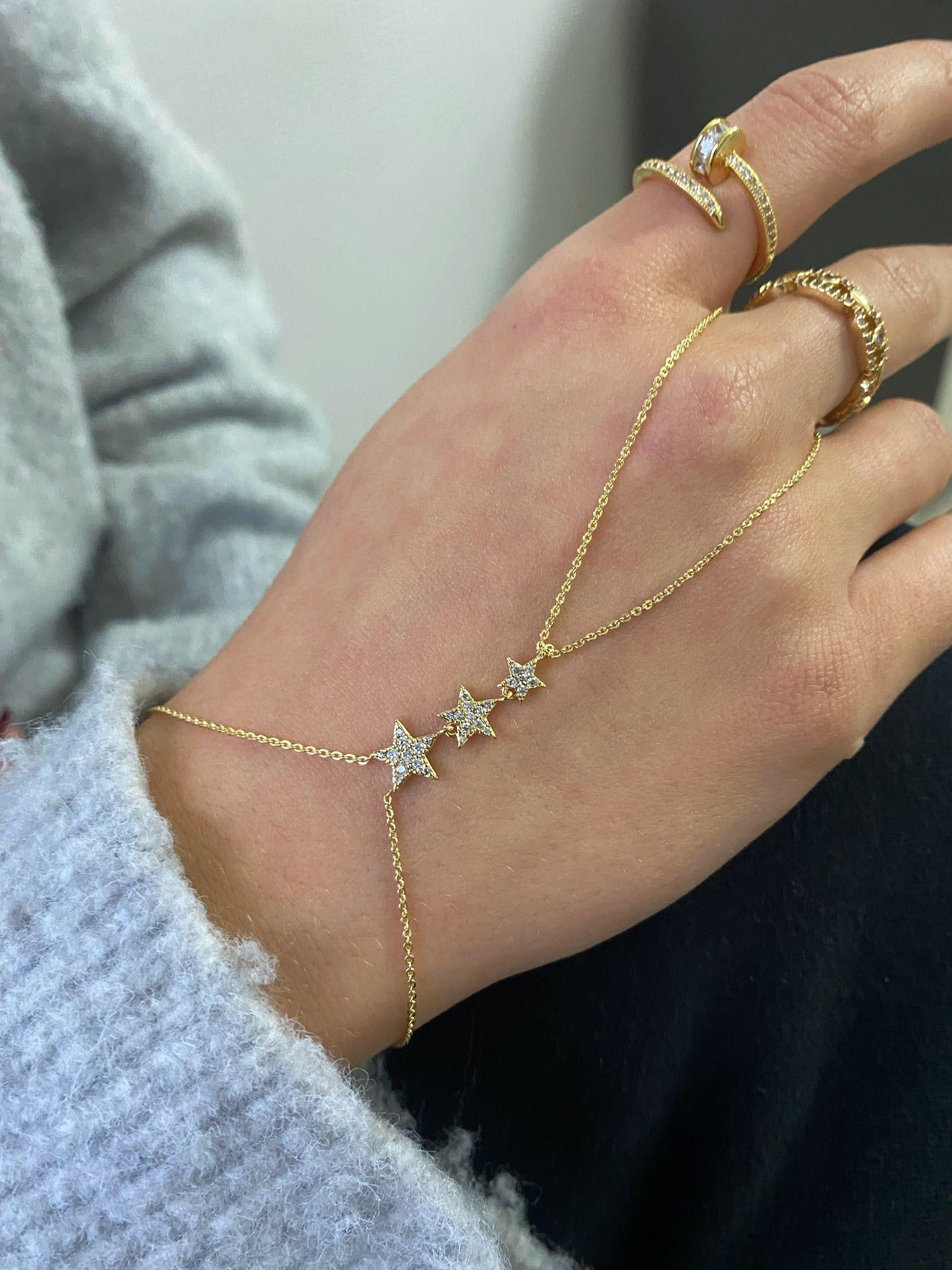 Tasarım 3 Yıldız Taşlı Gold Şahmeran