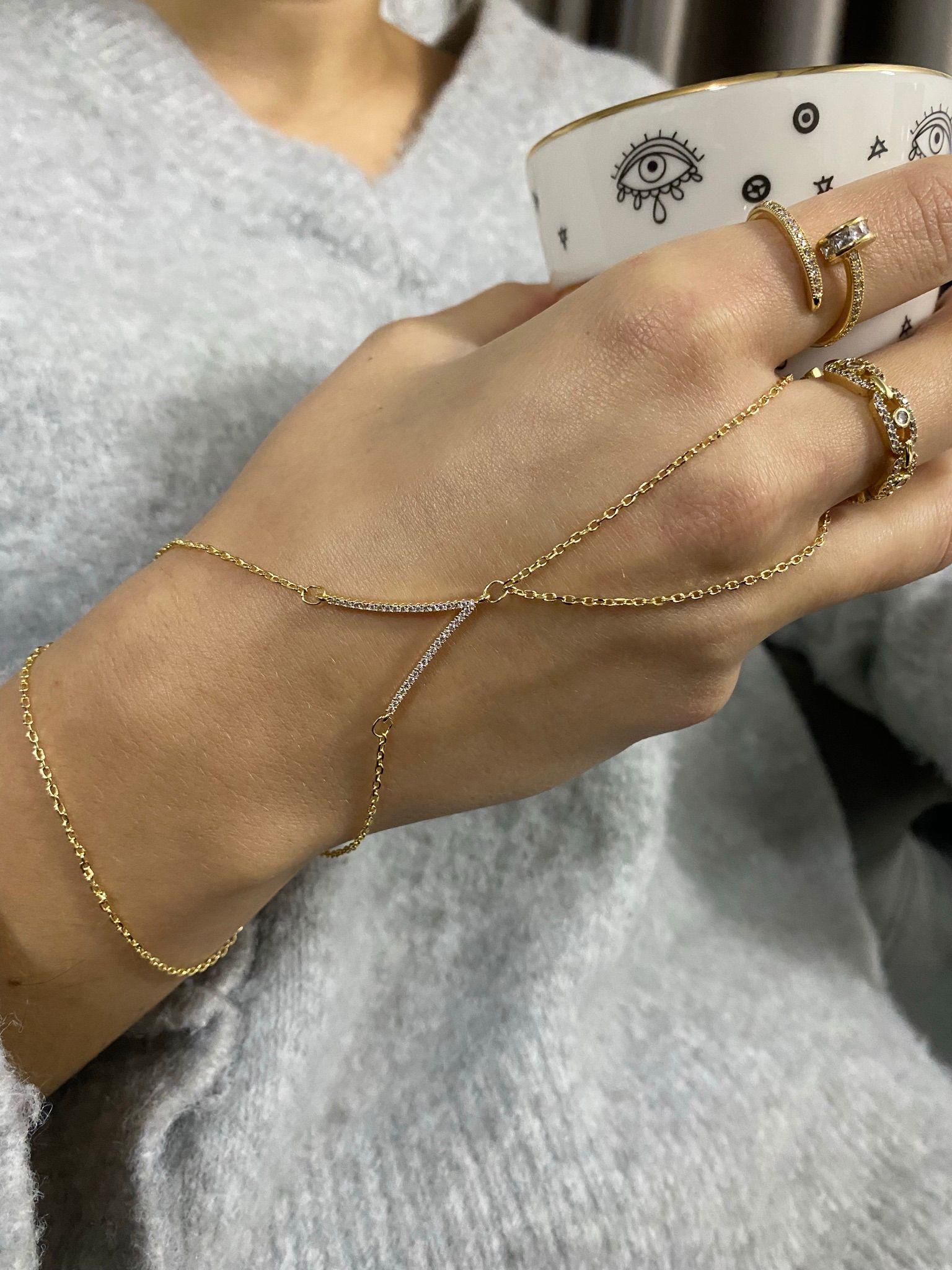 Tasarım Gold Taşlı V Şahmeran