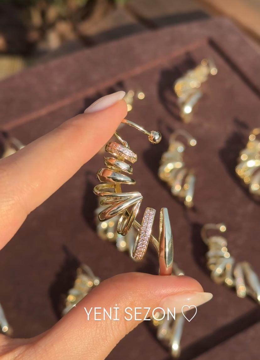 Tasarım Taşlı Koleksiyon Earcuff Küpe