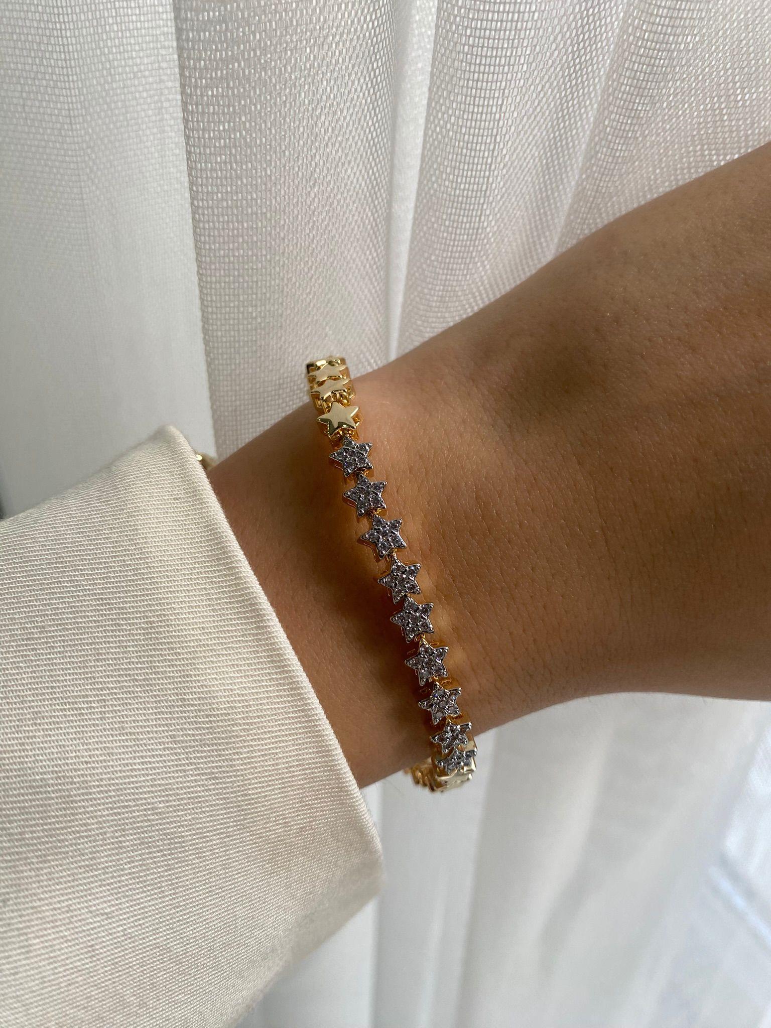 Xuping Tasarım Zirkon Taşlı Yıldız Çelik Bileklik