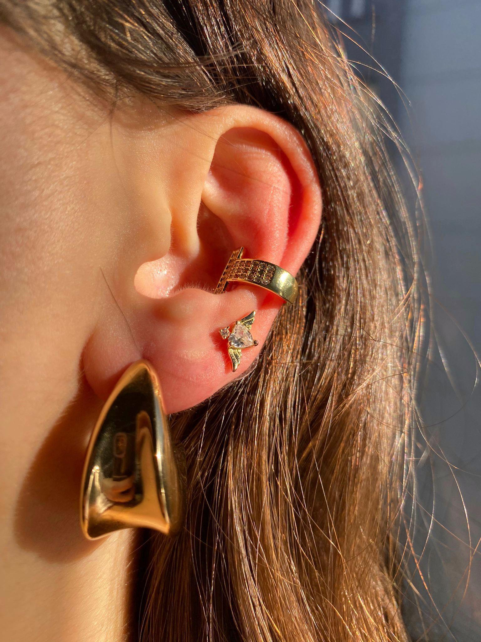 Zirkon Taşlı Tiffco Gold Vip Kıkırdak Küpe