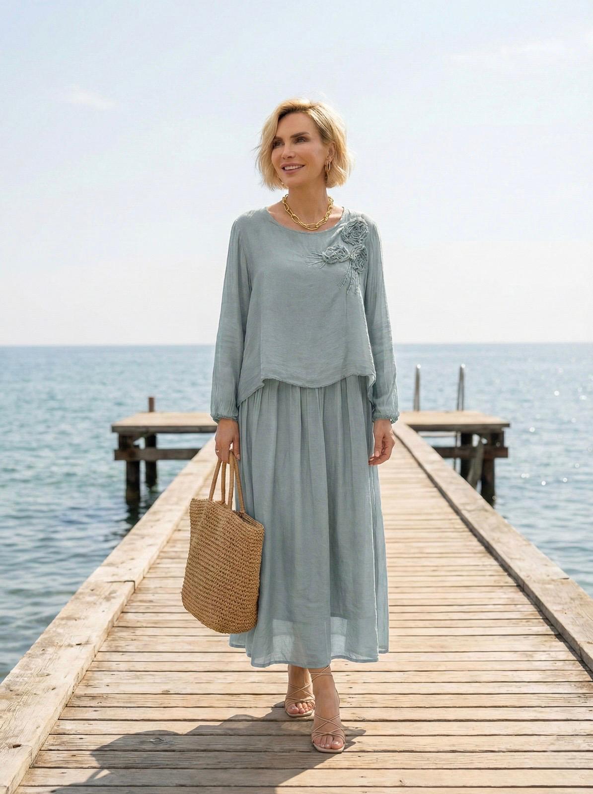 Çiçek Desenli İthal Oversize Elbise