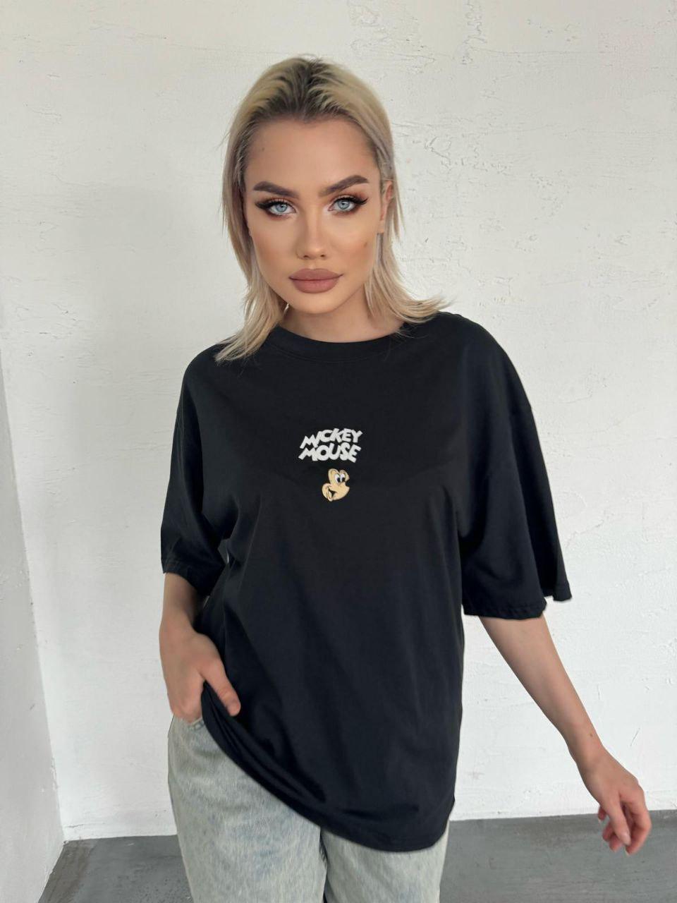 Çizgi Karakter Oversize Siyah Tişört