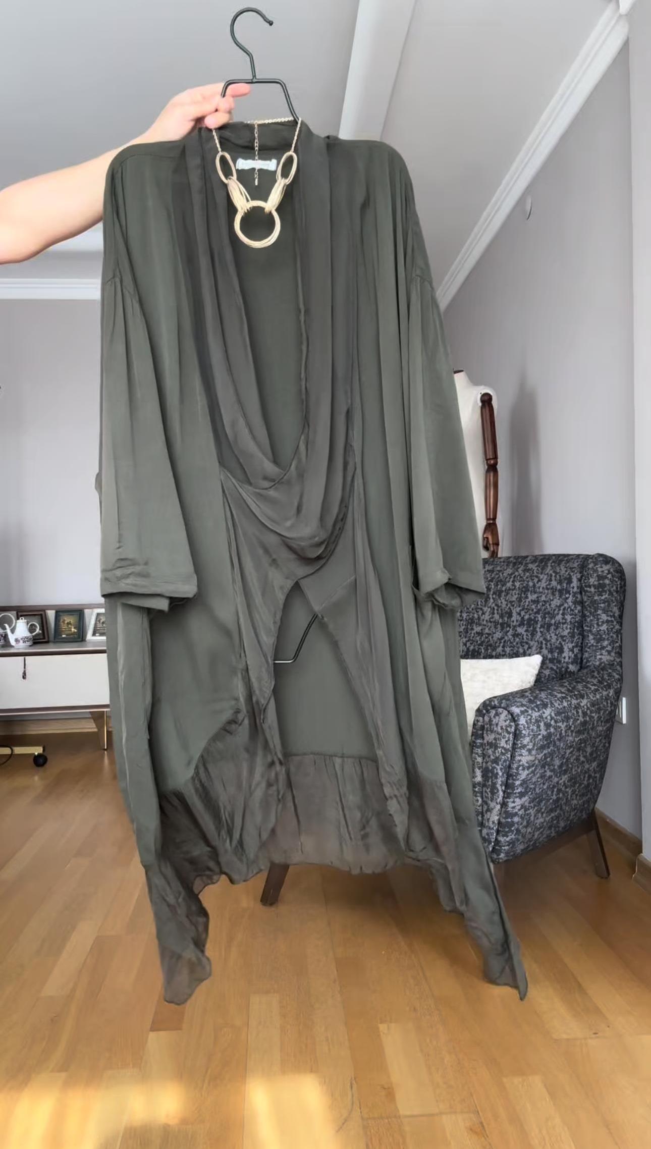 Haki Renk İthal Oversize Bluz 