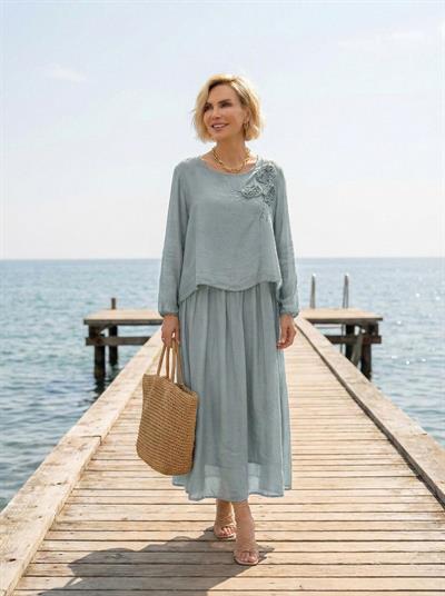 Çiçek Desenli İthal Oversize Elbise