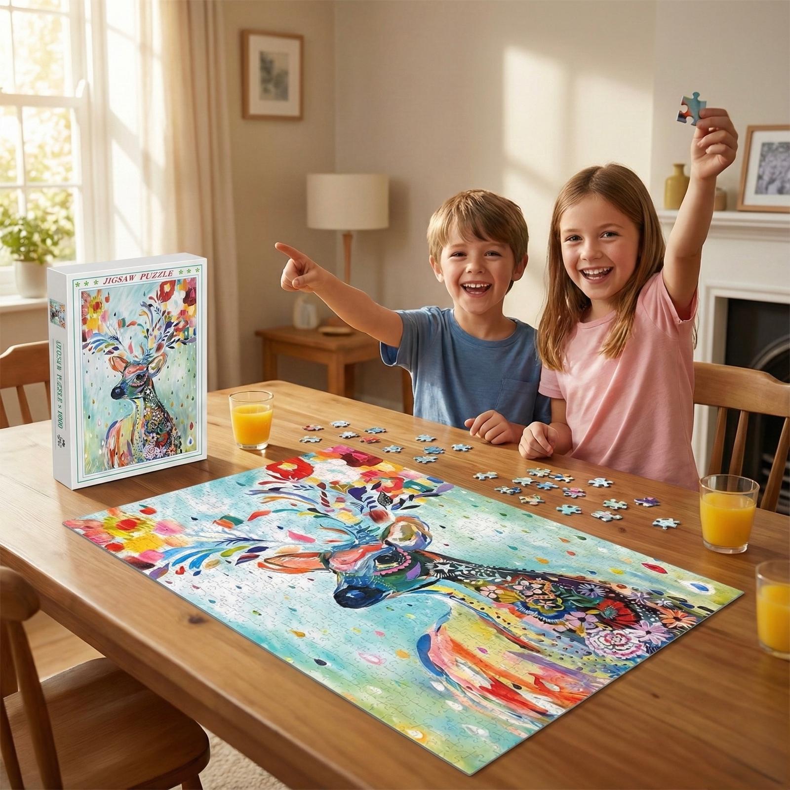 🦌 Sanatsal Çiçekli Geyik Yapbozu Puzzle🌸🧩