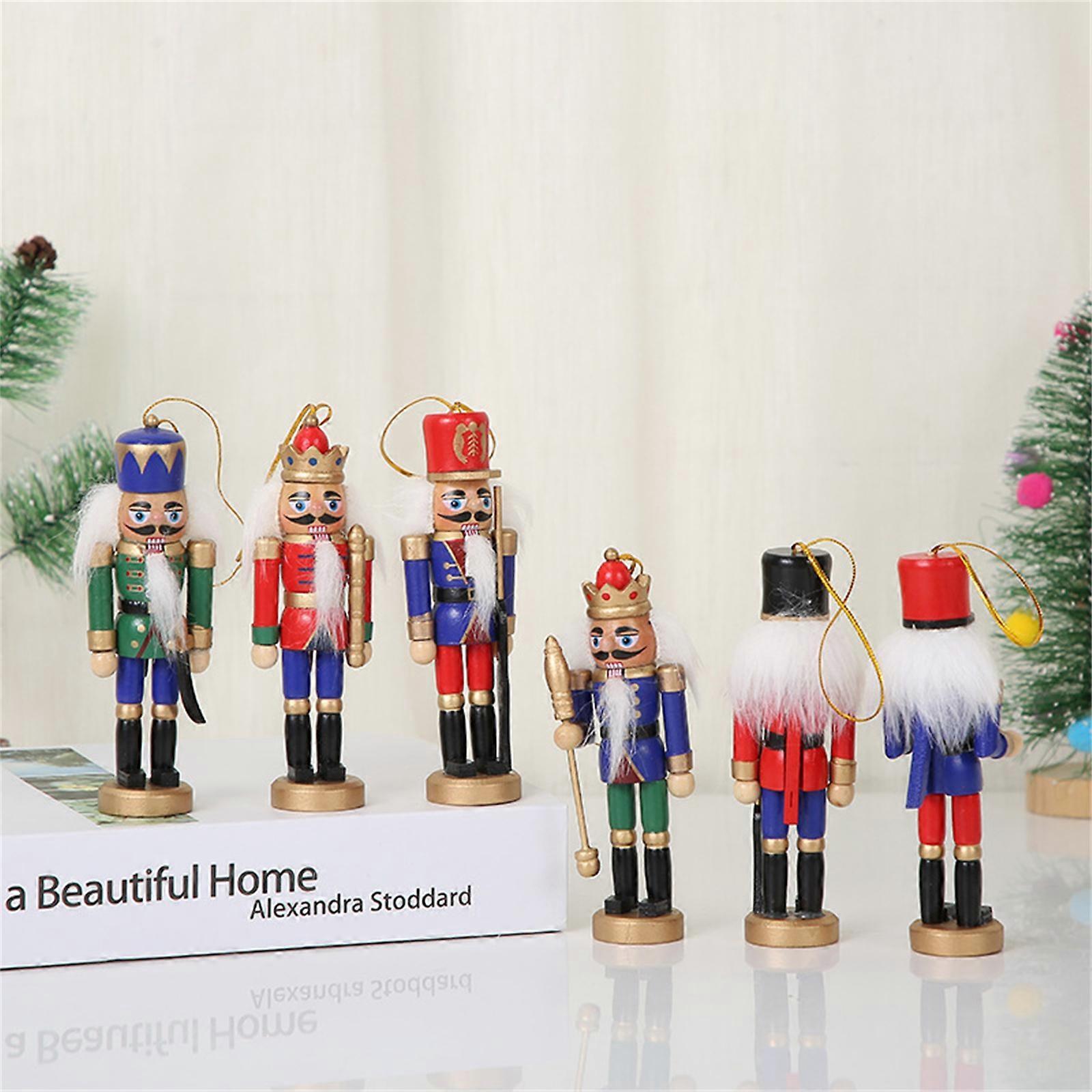 Ahşap Nutcracker Asker Figürleri – Yılbaşı Süsleri 6'lı Set
