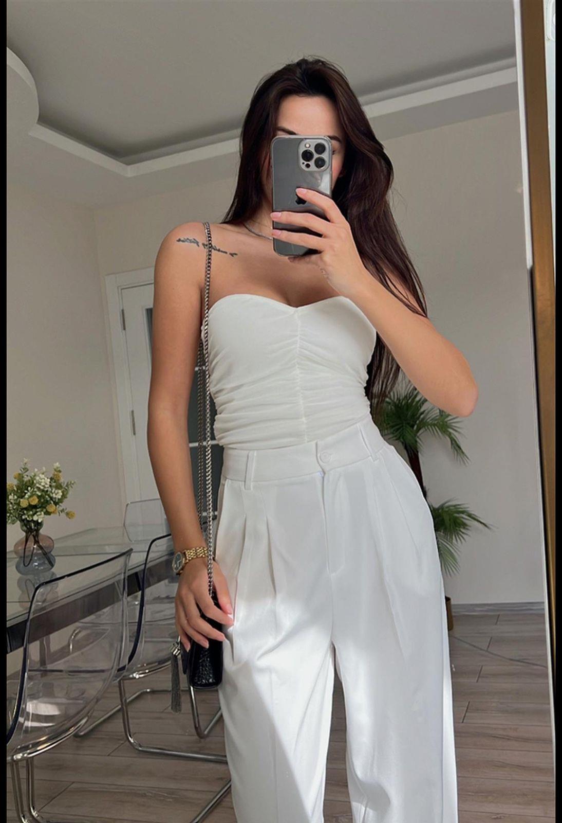 Drape Detay Kalp Yaka Büstiyer 