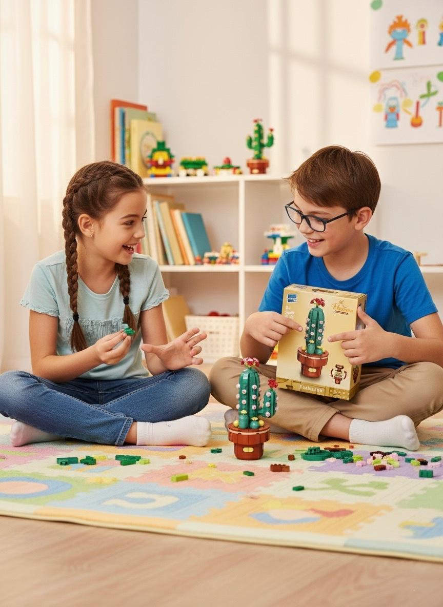 Eğitici Kaktüs Blok Yapı Seti - Dekoratif & Yaratıcı Çocuk Oyuncak