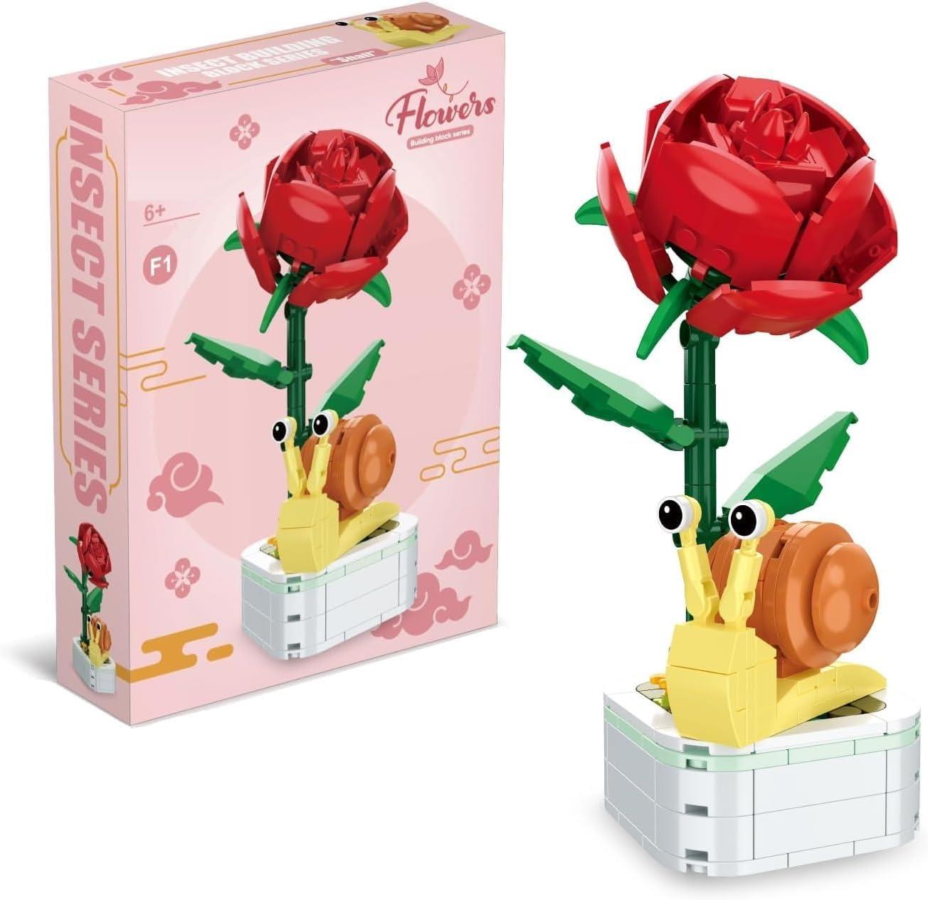 Flowers Building Block Insect Series -  Yapay Çiçek Buketi Mini Blok Seti – 178 Parça (Rose Snail)