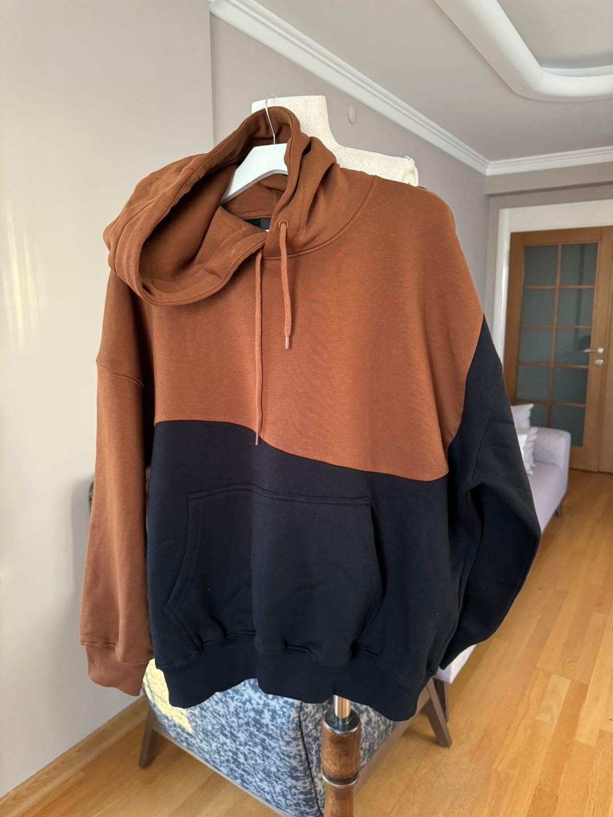Kapüşonlu Unisex İki Renk Oversize Kışlık Sweatshirt Hoodie