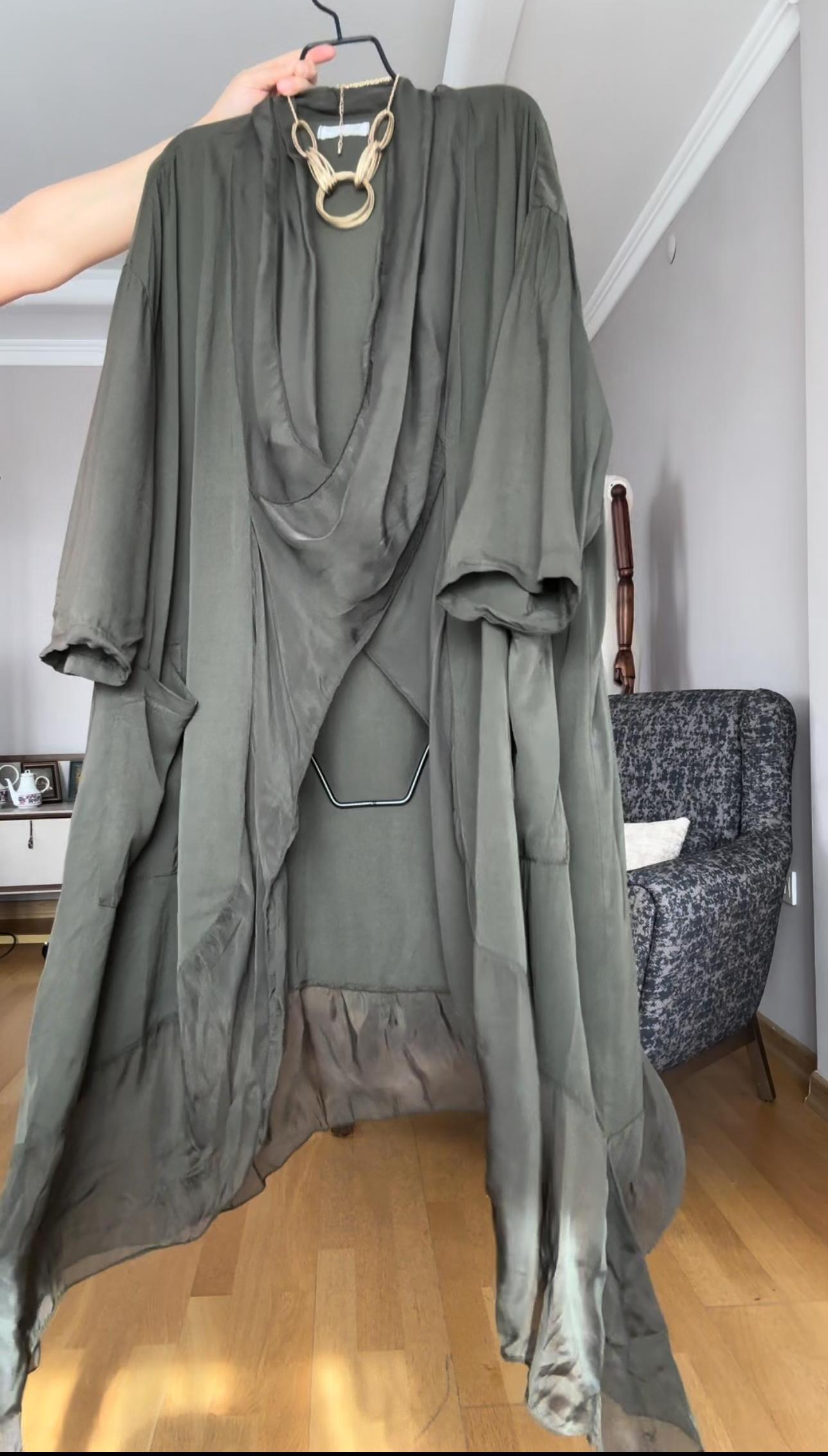 Yeşil Renk İthal Oversize Bluz 