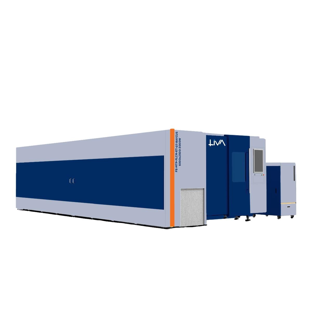 FE-MTP-FLCM-ET-GT-RAYCUS-6000x2500-3000W Full Cover Metal Tubes And Plates Fiber Laser Cutting Machine With Exchange Table Raycus
