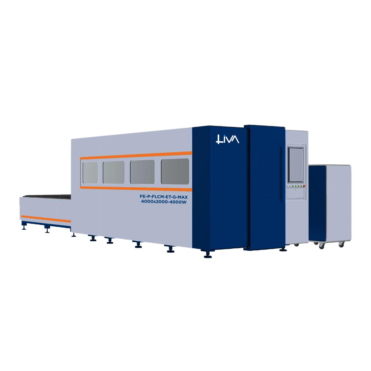 FE-P-FLCM-ET-G-MAX-4000x2000-4000W Full Covered Plate Fiber Laser Cutting Machine With Exchange Table-Max