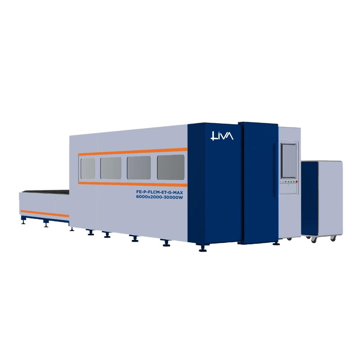 FE-P-FLCM-ET-G-MAX-6000x2000-30000W Full Covered Plate Fiber Laser Cutting Machine With Exchange Table-Max
