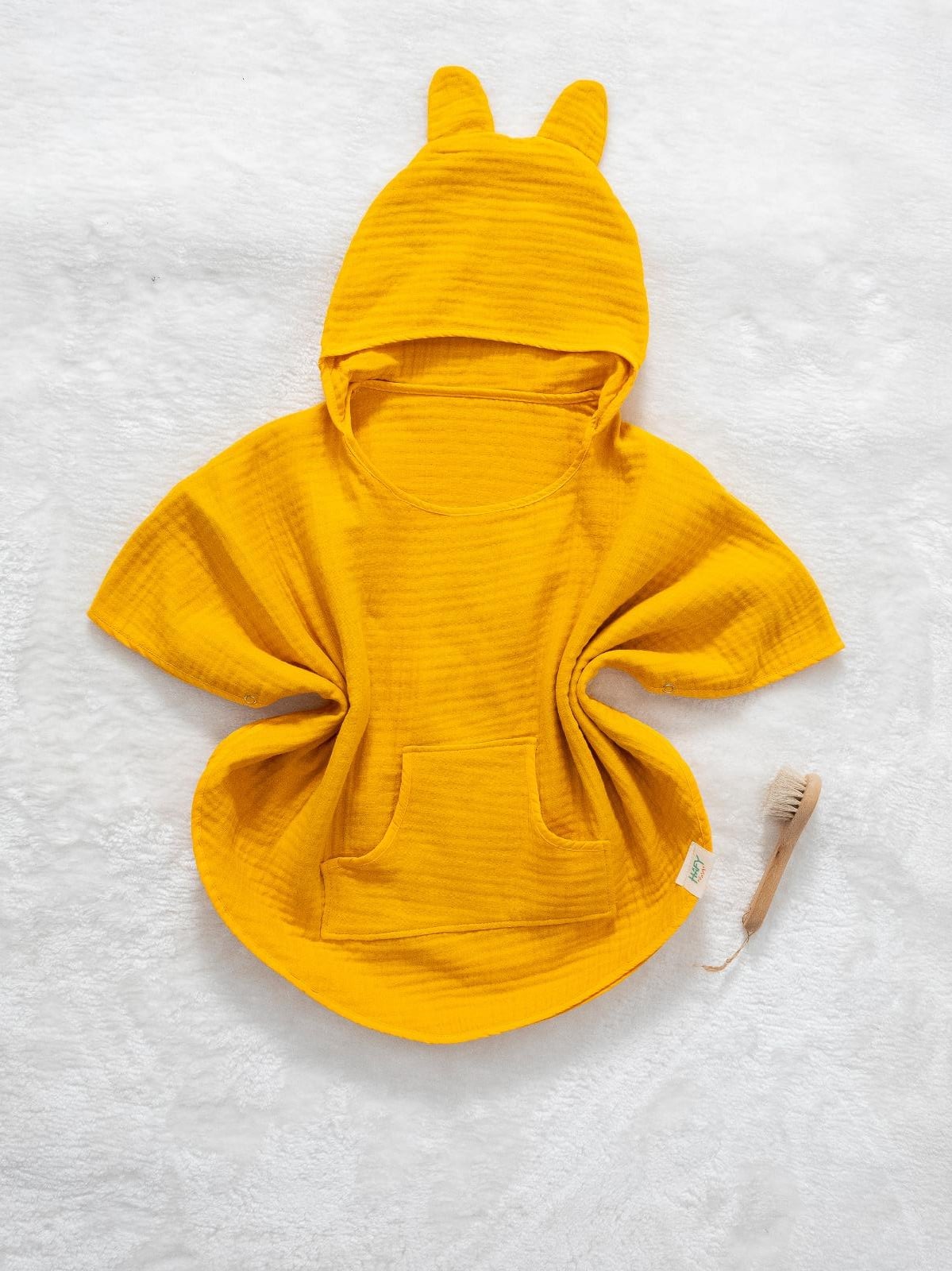 Hafy Baby %100 Organik Pamuklu Sarı 4 Katlı Müslin Panço