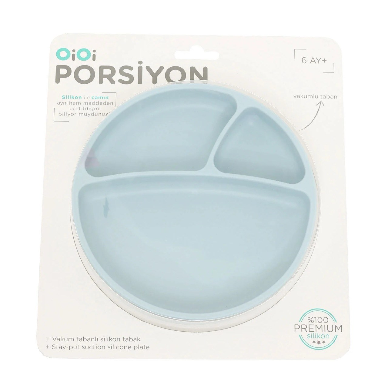 OiOi Vakumlu Mama Tabağı Porsiyon Mineral Blue